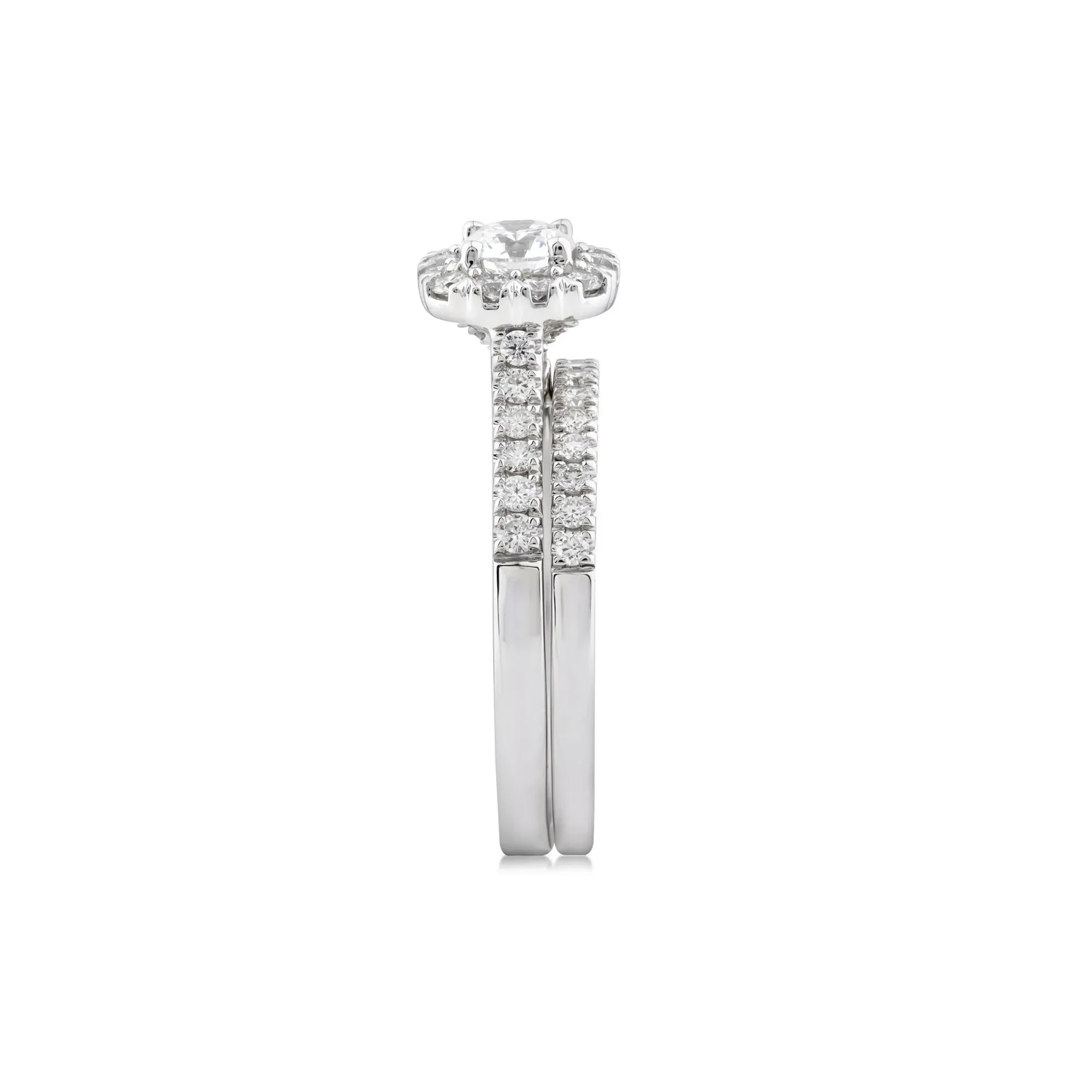 1 CT. Tw. Lab Grown Diamond Engagement Ring Set 10K White Gold Round Brilliant Cut Size 6 2mm - Image 4