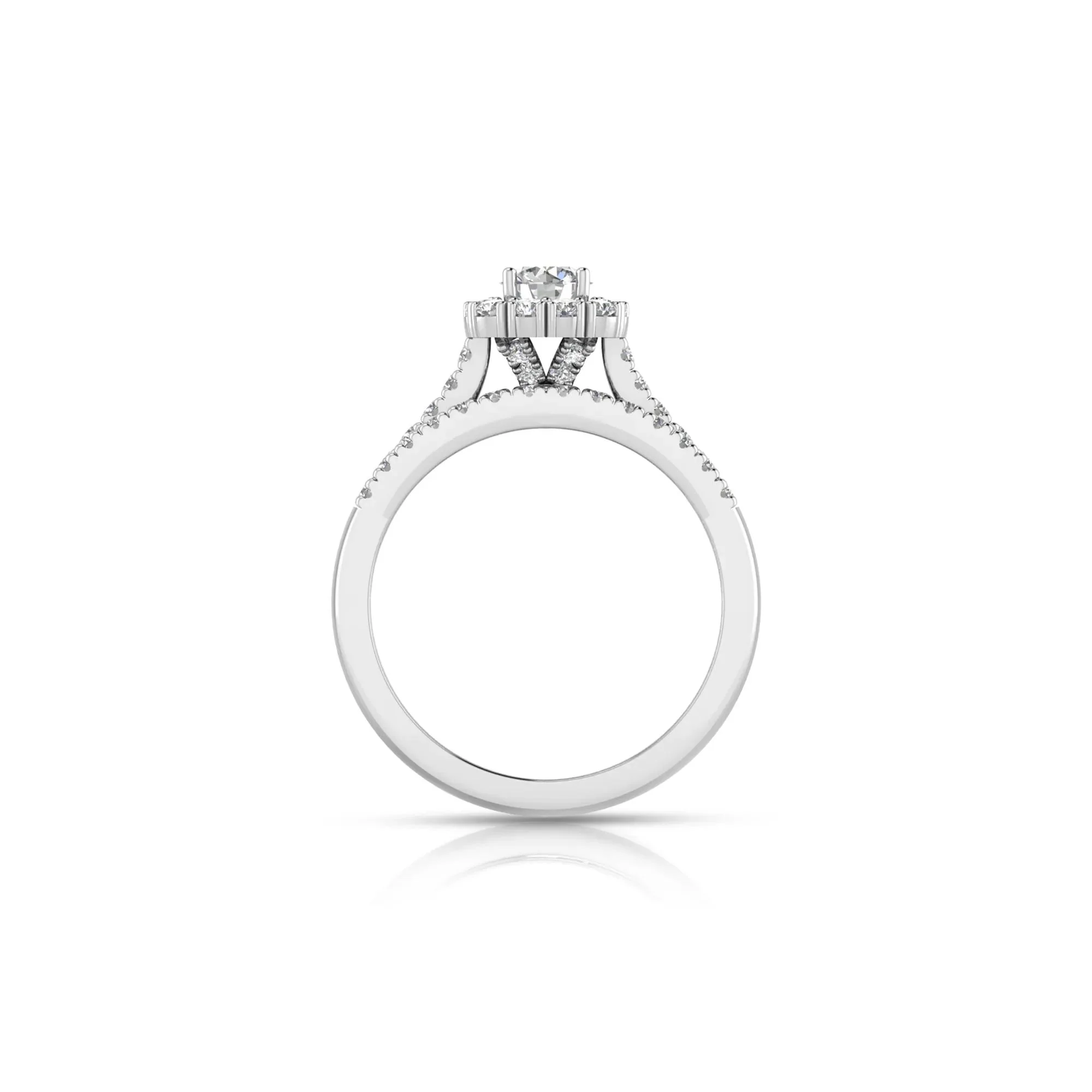 1 CT. Tw. Lab Grown Diamond Engagement Ring Set 10K White Gold Round Brilliant Cut Size 7 2mm - Image 3