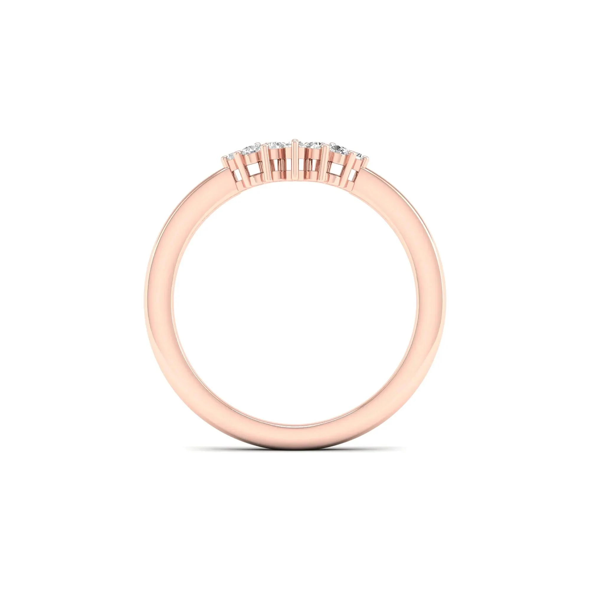 1/7 CT. Tw. Round and Baguette Diamond Contour Band Ring 14K Rose Gold Round Brilliant Cut Size 5.5 2mm - Image 2
