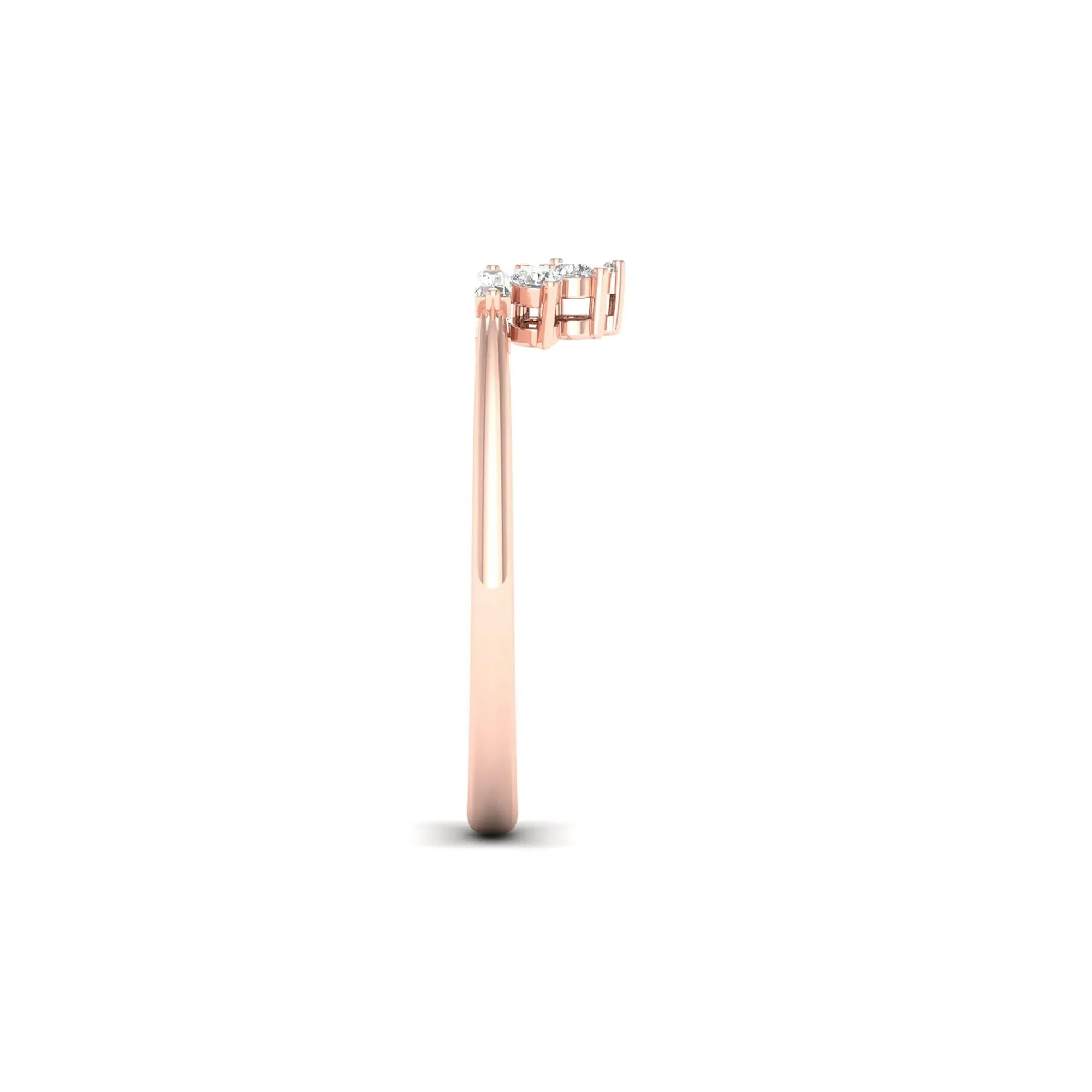 1/7 CT. Tw. Round and Baguette Diamond Contour Band Ring 14K Rose Gold Round Brilliant Cut Size 8.5 2mm - Image 3