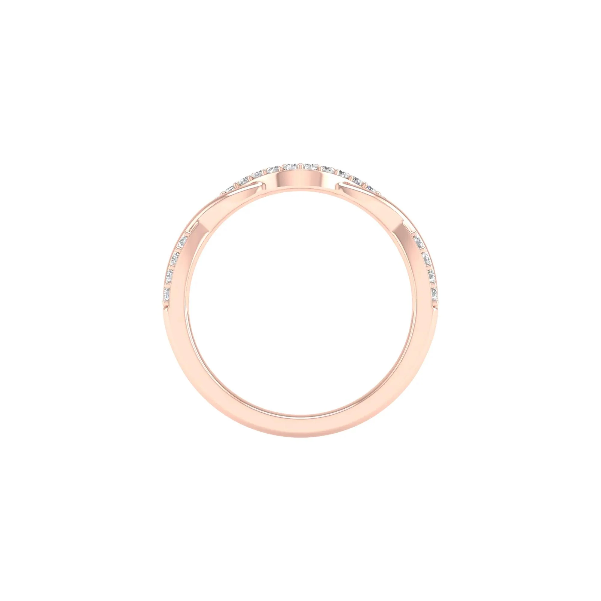 1/7 CT. Tw. Diamond Contour Twist Band Ring 14K Rose Gold Round Brilliant Cut Size 5.5 2mm - Image 2