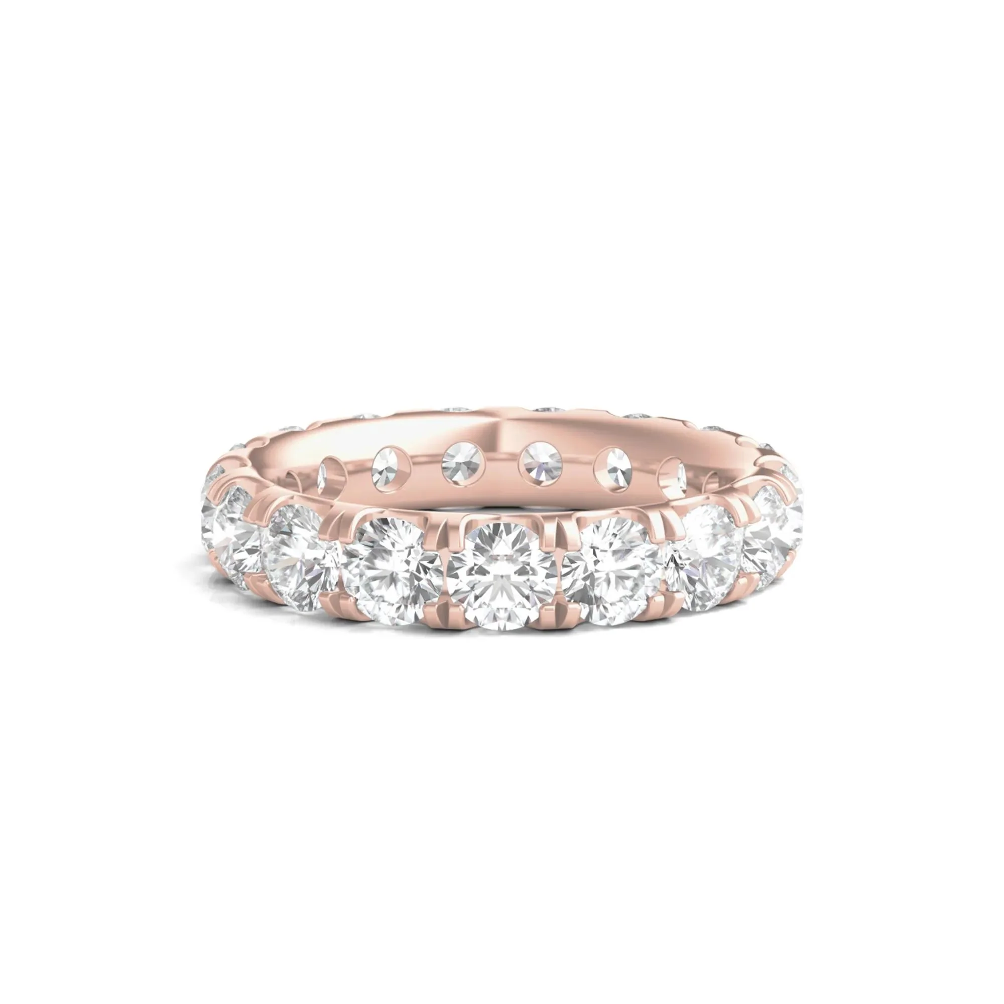 4 CT. Tw. Lab Grown Round Diamond Eternity Band Ring 14K Rose Gold Round Brilliant Cut Size 4 2mm