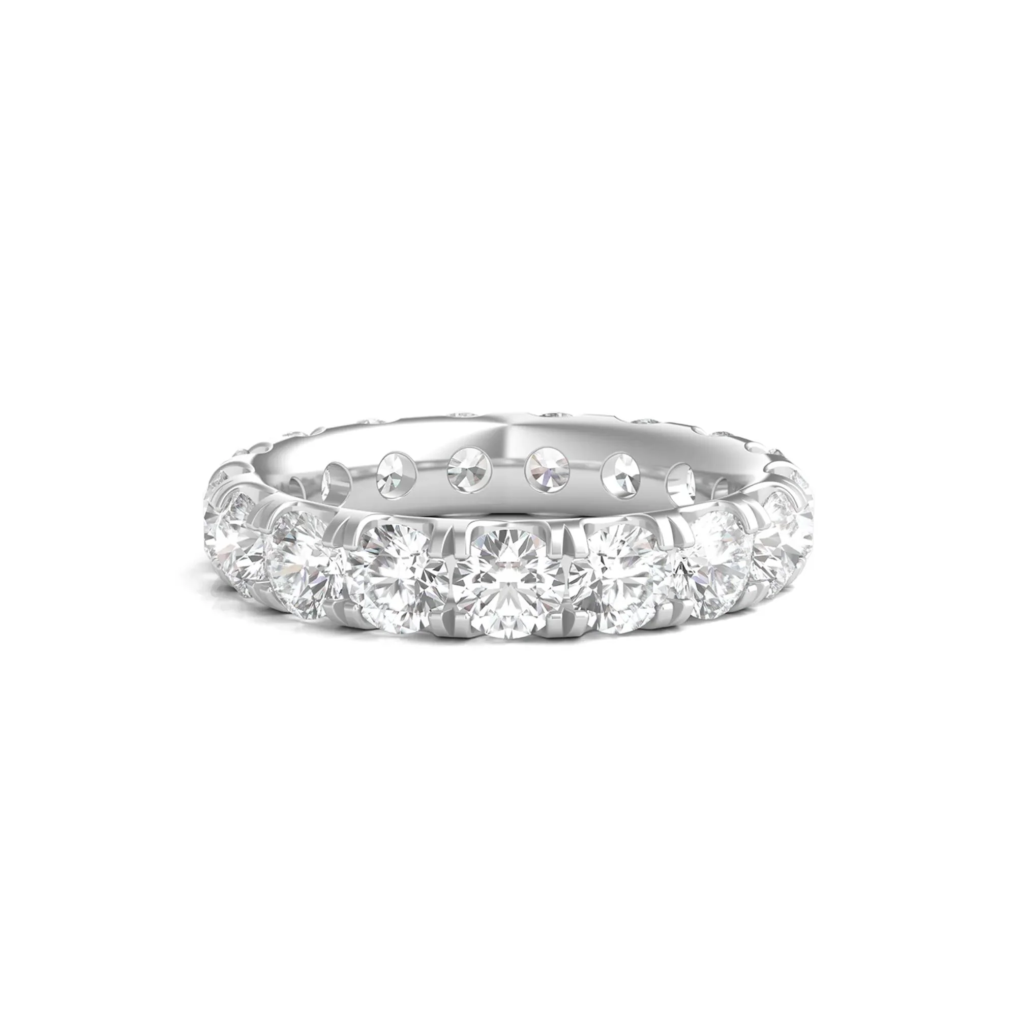 4 CT. Tw. Lab Grown Round Diamond Eternity Band Ring 14K White Gold Round Brilliant Cut Size 5 2mm