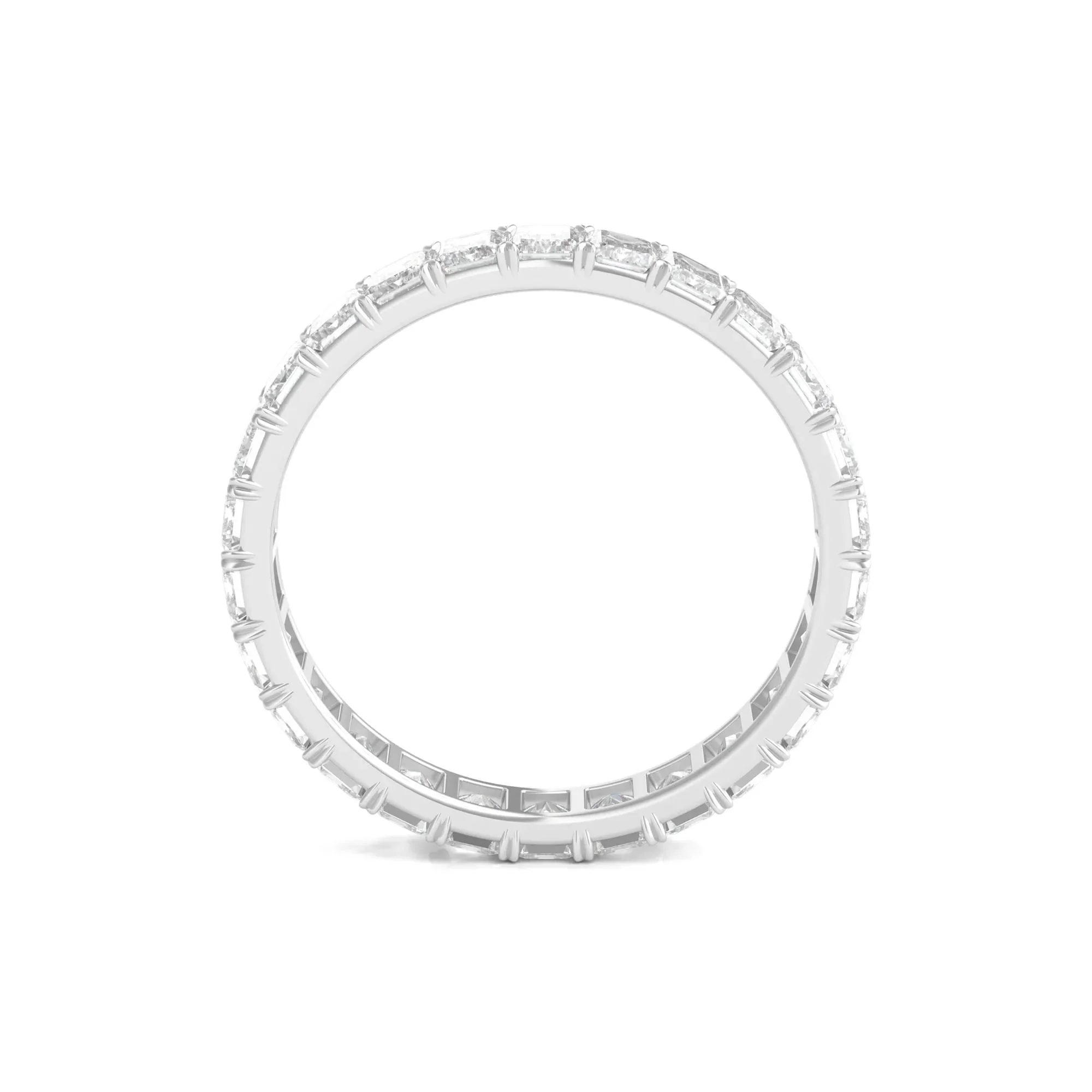2 CT. Tw. Lab Grown Emerald-Cut Diamond Eternity Band Ring Platinum White Size 5.5 3mm - Image 2