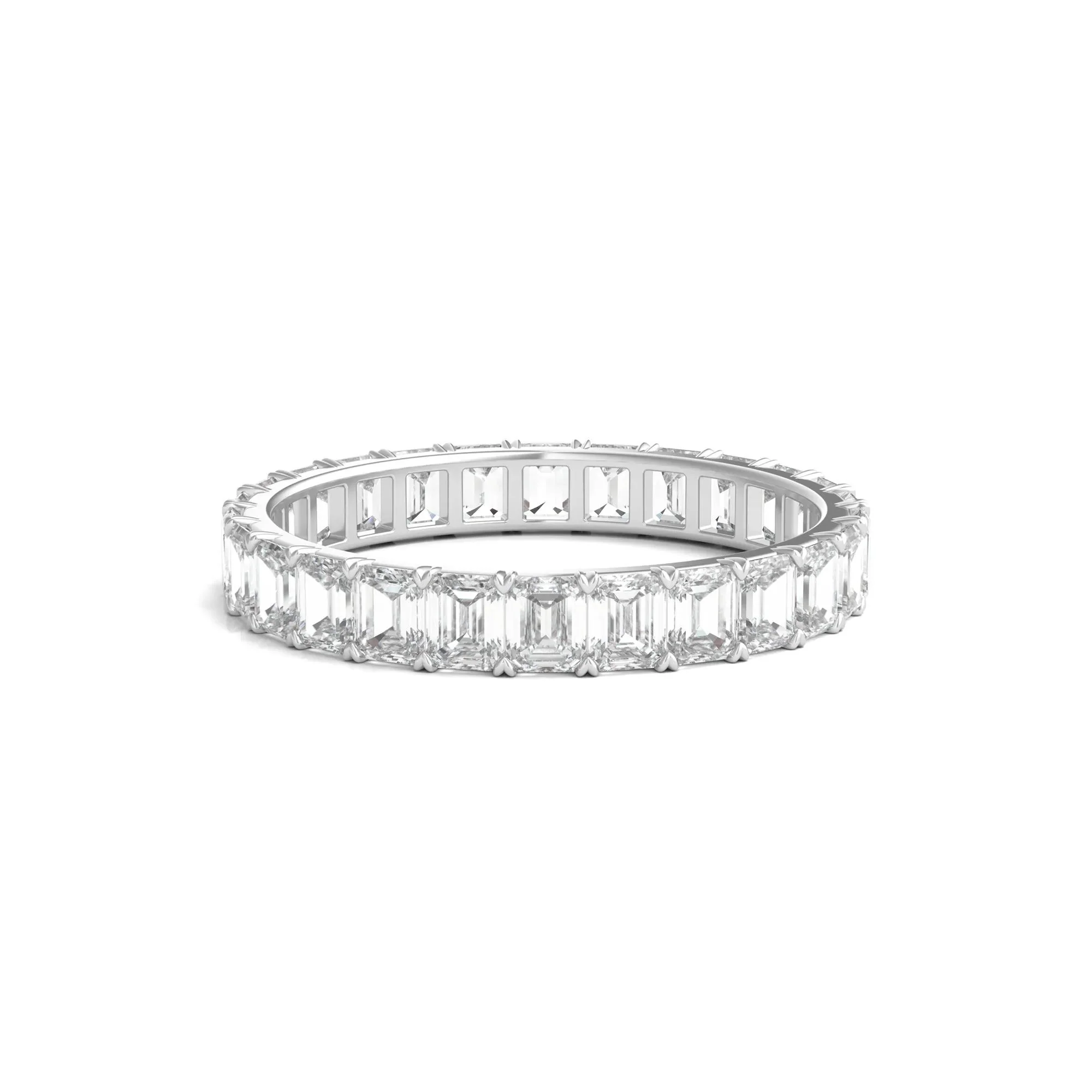 2 CT. Tw. Lab Grown Emerald-Cut Diamond Eternity Band Ring Platinum White Size 9 3mm