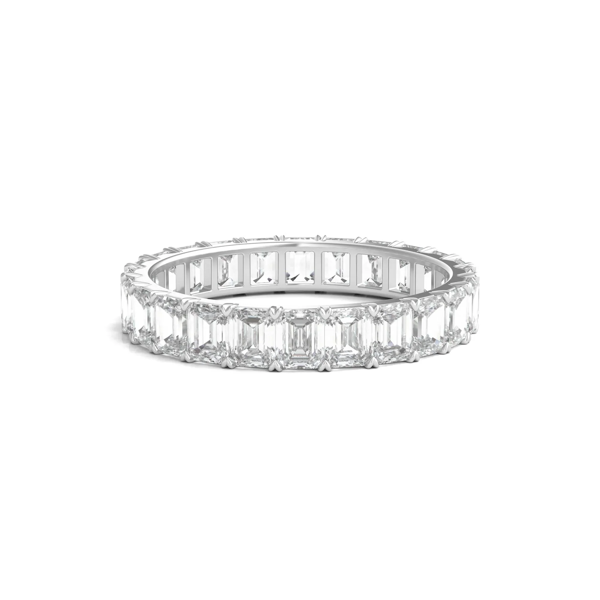 3 CT. Tw. Lab Grown Emerald-Cut Diamond Eternity Band Ring Platinum White Size 6.5 3mm