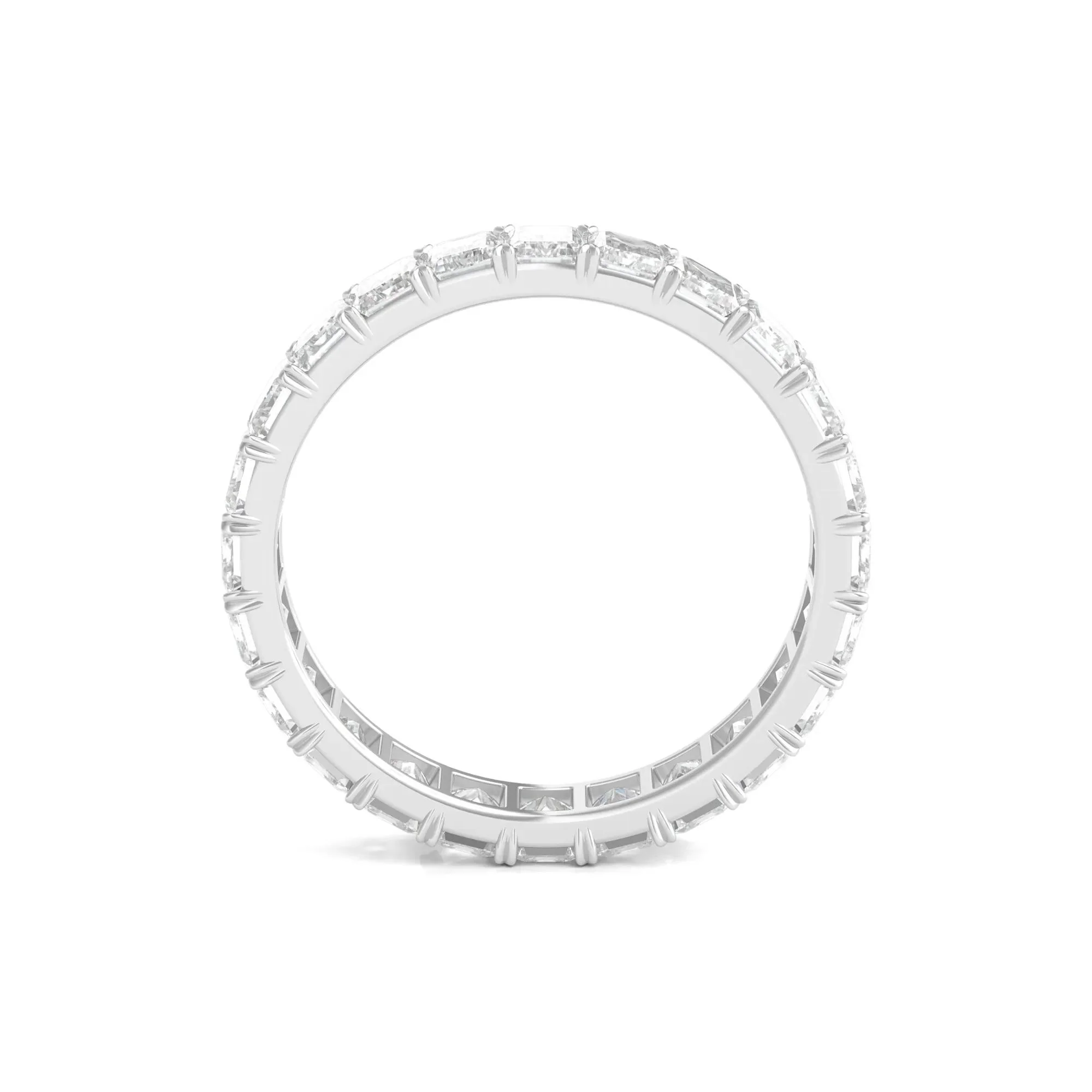 3 CT. Tw. Lab Grown Emerald-Cut Diamond Eternity Band Ring Platinum White Size 8 3mm - Image 2