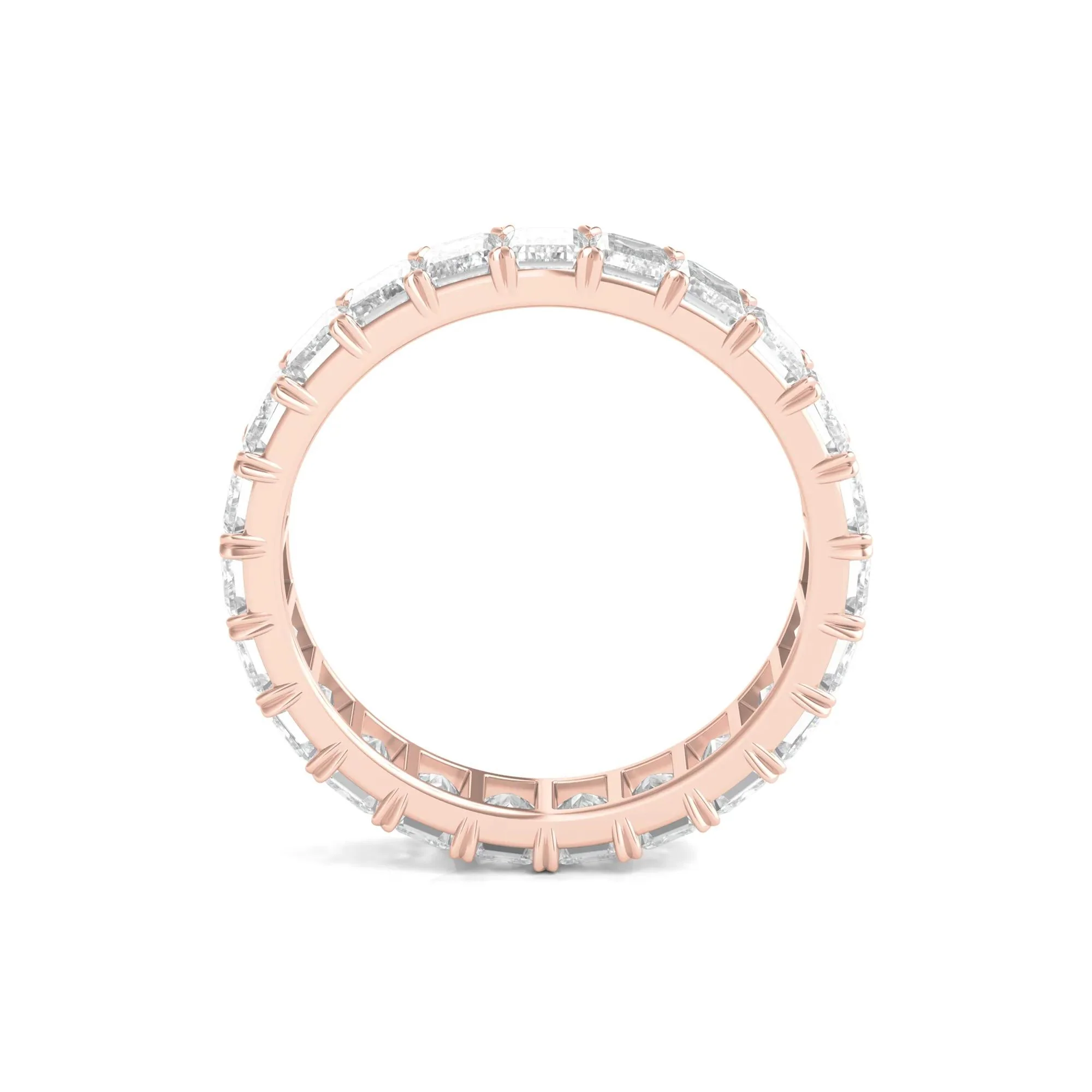4 CT. Tw. Lab Grown Emerald-Cut Diamond Eternity Band Ring 14K Rose Gold Size 8.5 4mm - Image 2