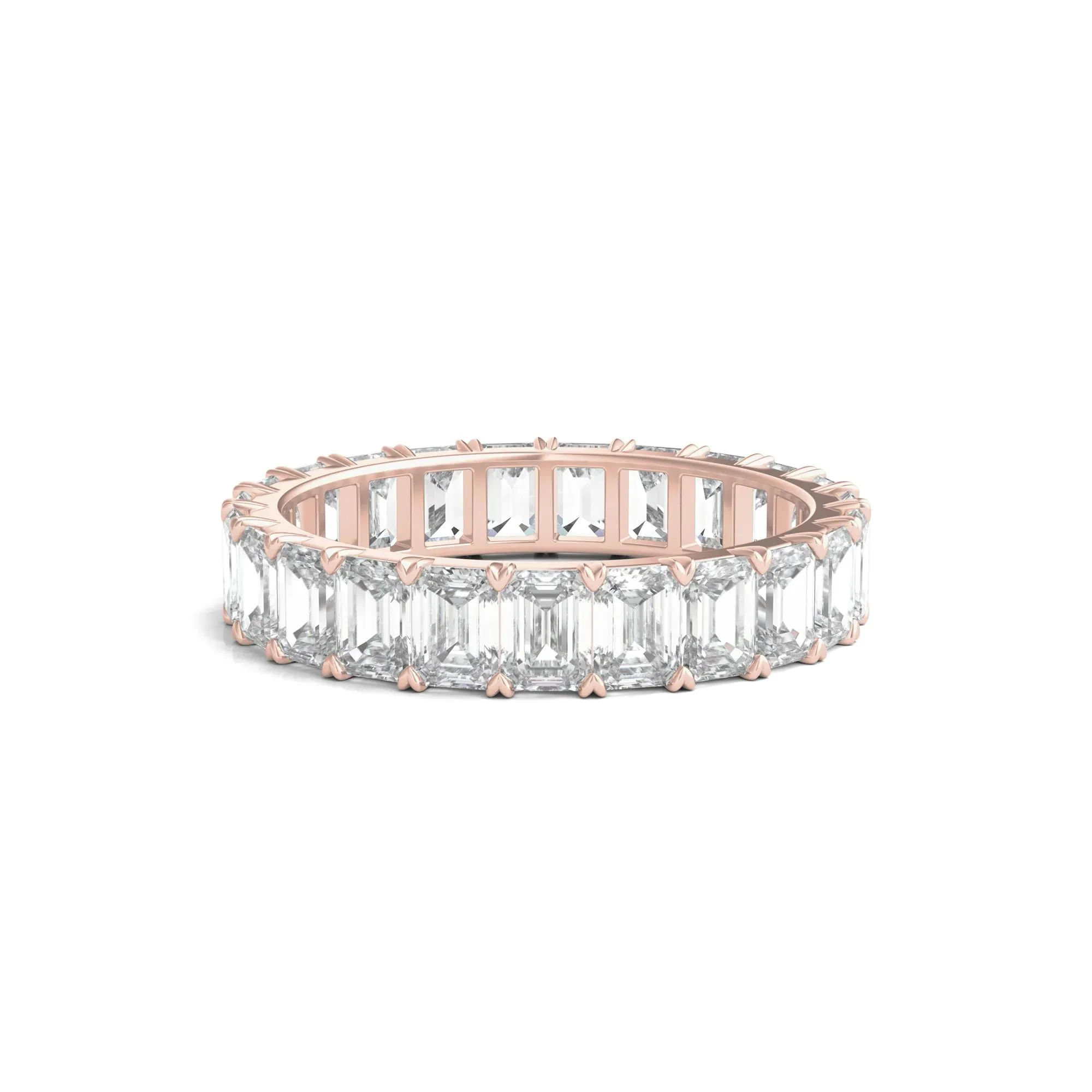 4 CT. Tw. Lab Grown Emerald-Cut Diamond Eternity Band Ring 14K Rose Gold Size 9 4mm