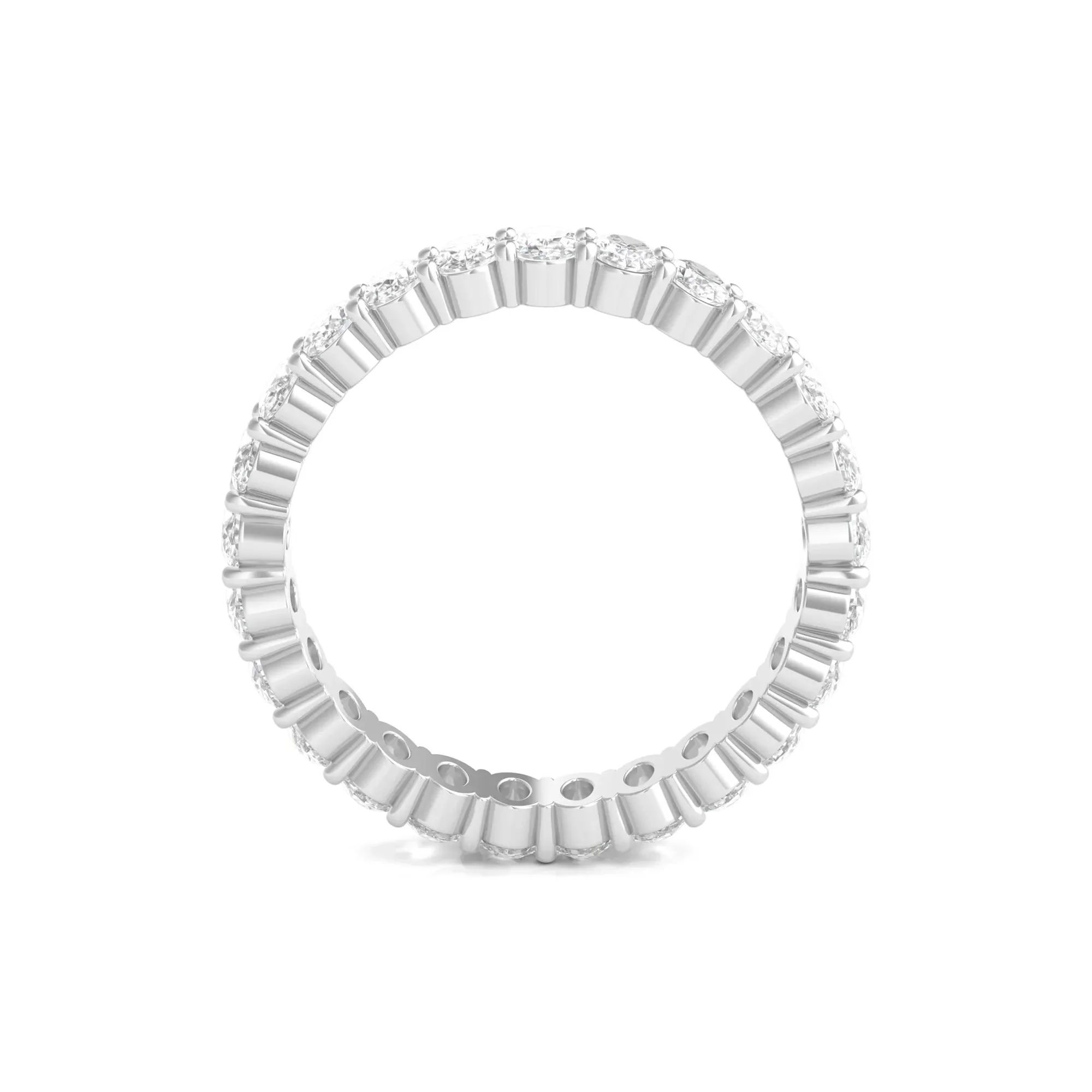 2 CT. Tw. Lab Grown Oval Diamond Eternity Band Ring Platinum White Size 7 3mm - Image 2