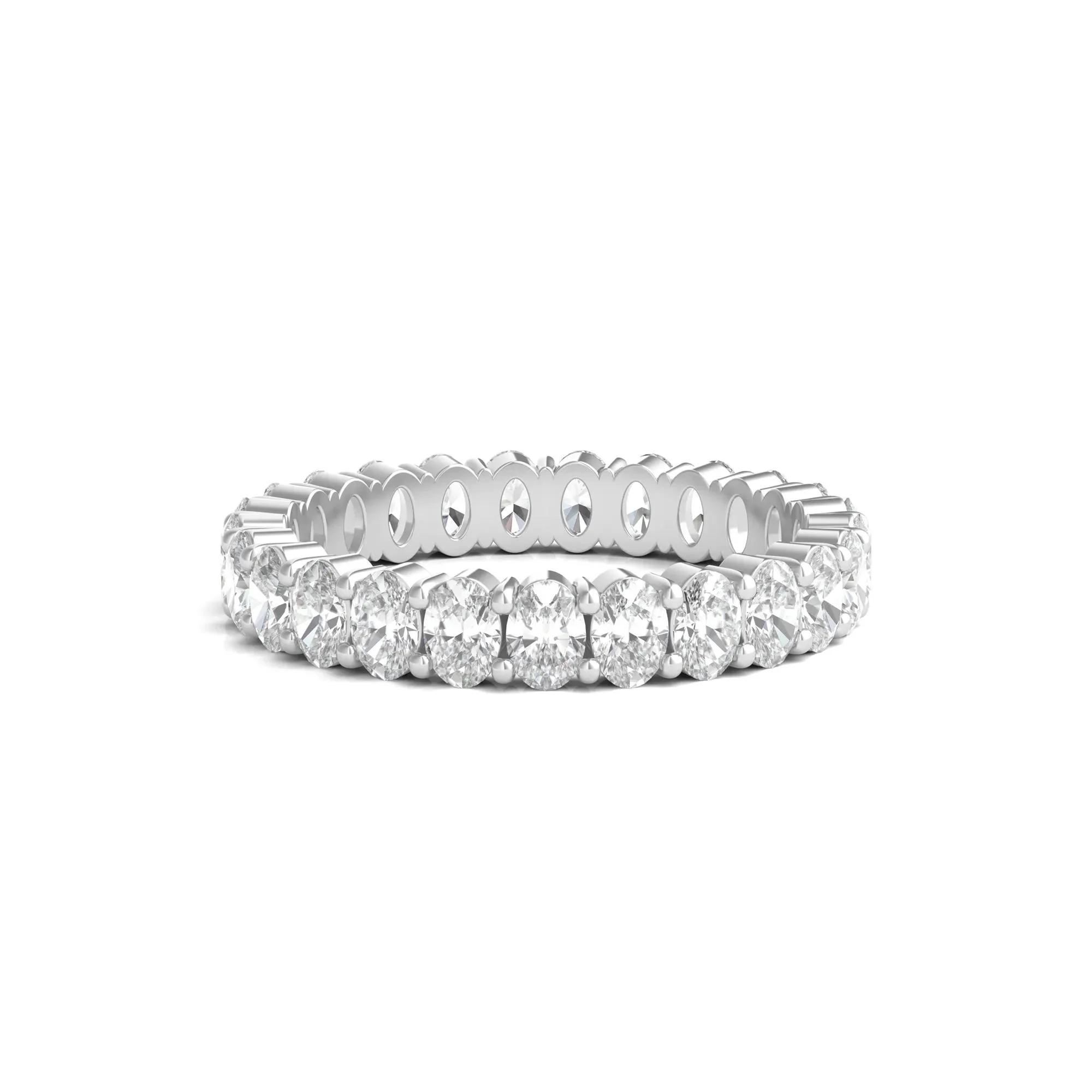 2 CT. Tw. Lab Grown Oval Diamond Eternity Band Ring Platinum White Size 9 3mm