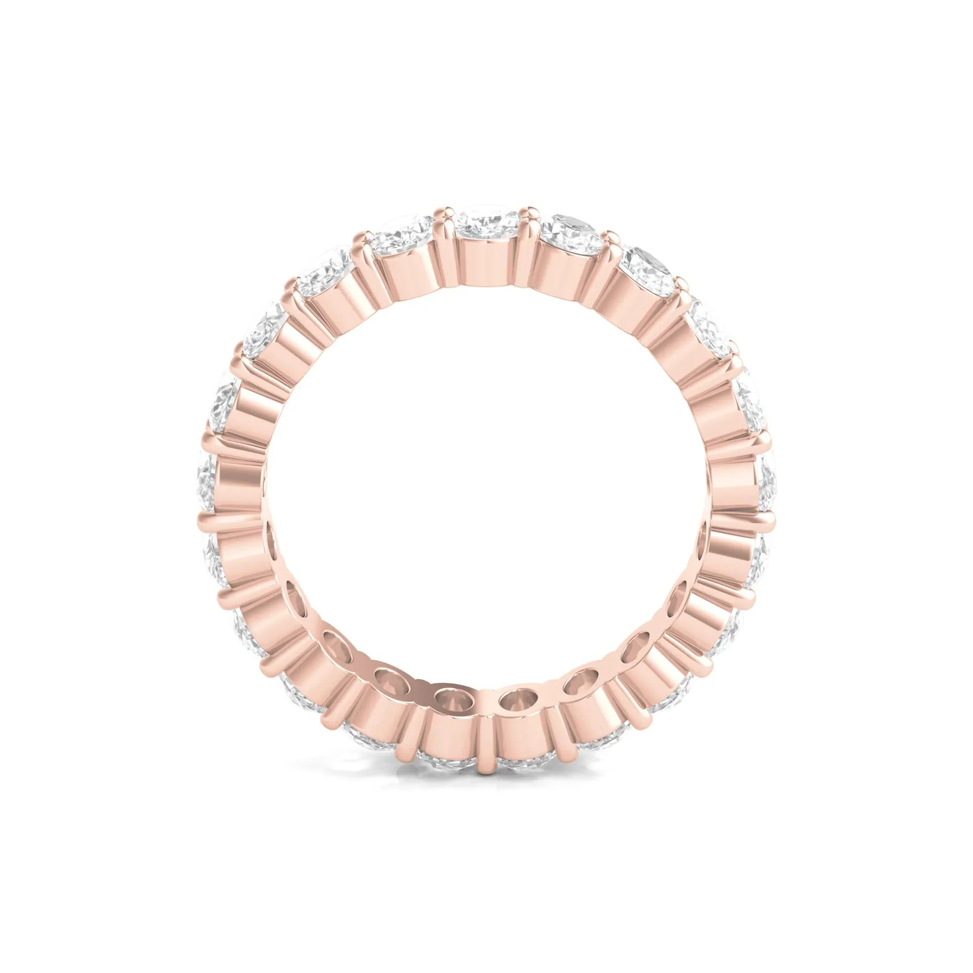 3 CT. Tw. Lab Grown Oval Diamond Eternity Band Ring 14K Rose Gold Size 4 3mm - Image 2