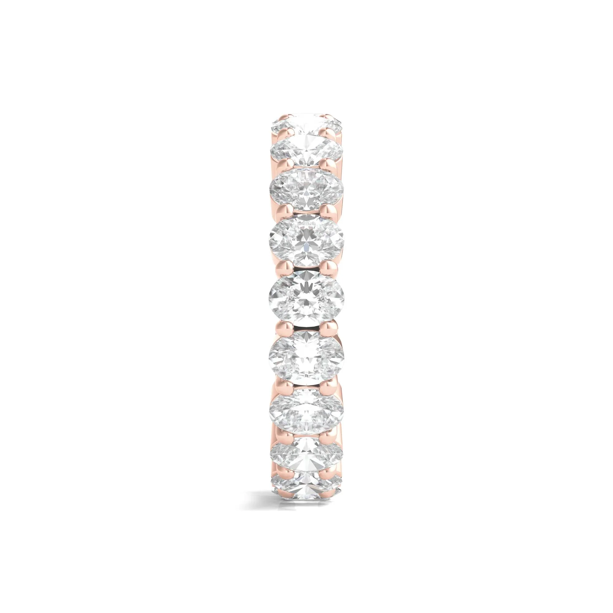 3 CT. Tw. Lab Grown Oval Diamond Eternity Band Ring 14K Rose Gold Size 6.5 3mm - Image 3