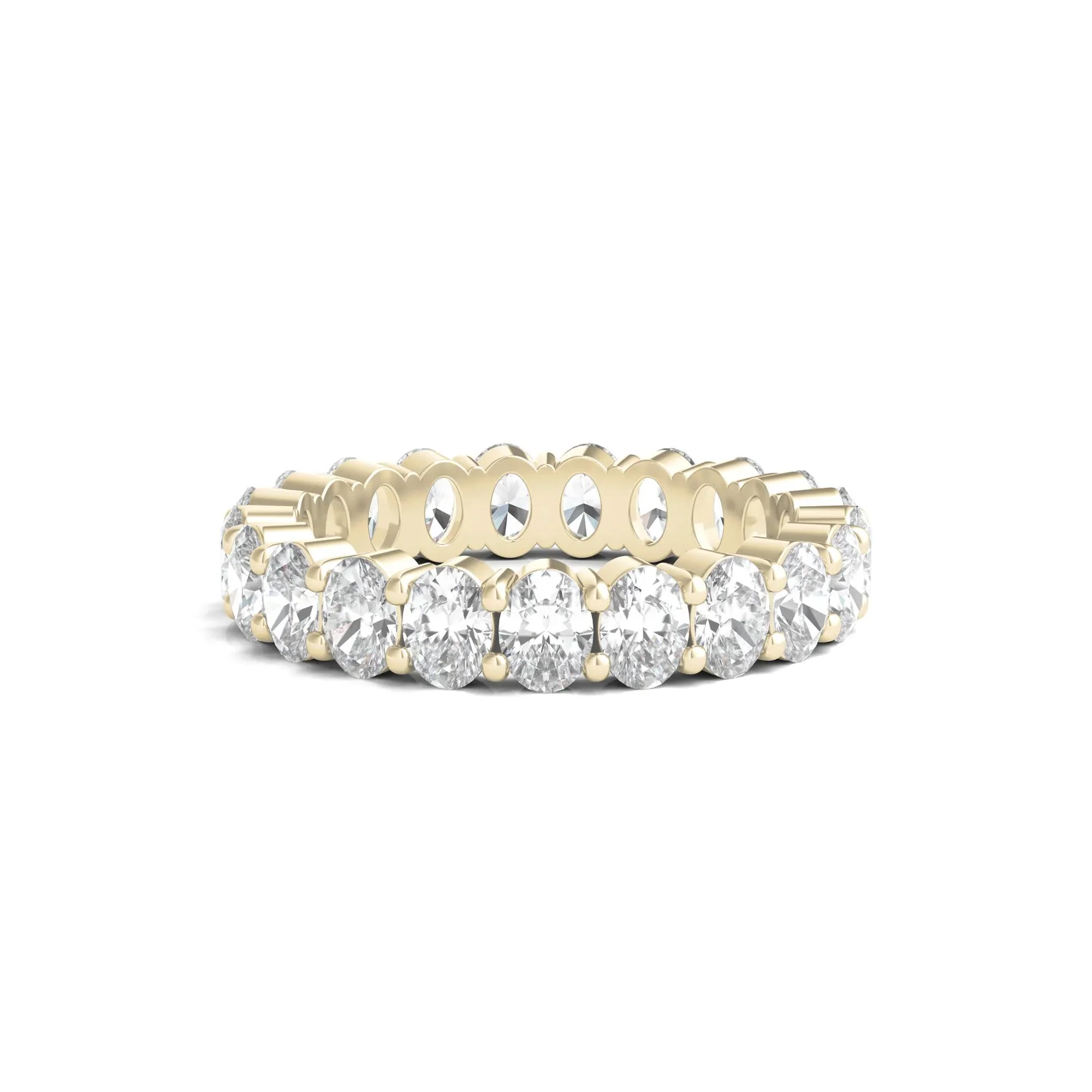3 CT. Tw. Lab Grown Oval Diamond Eternity Band Ring 14K Yellow Gold Size 6.5 3mm