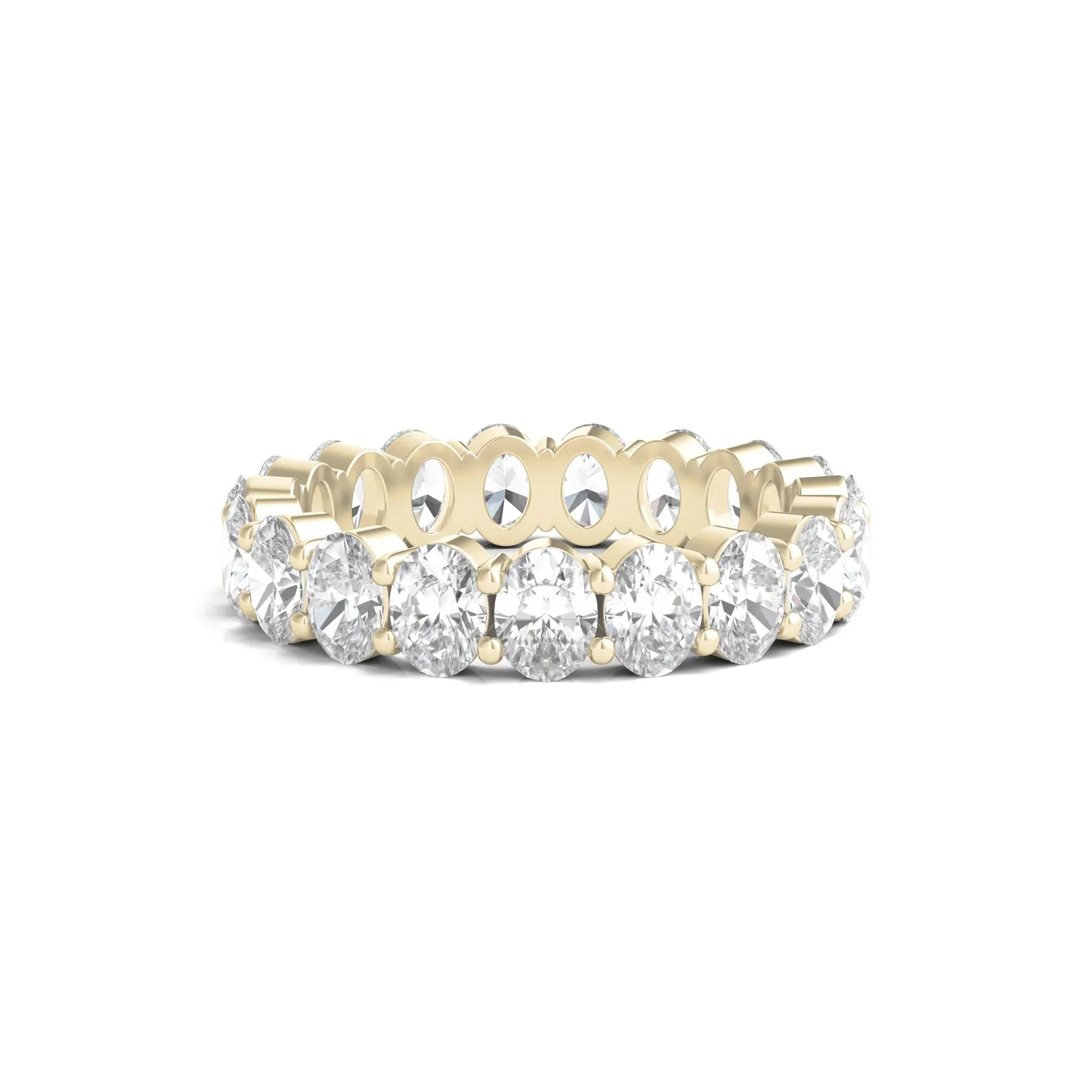 4 CT. Tw. Lab Grown Oval Diamond Eternity Band Ring 14K Yellow Gold Size 8 4mm
