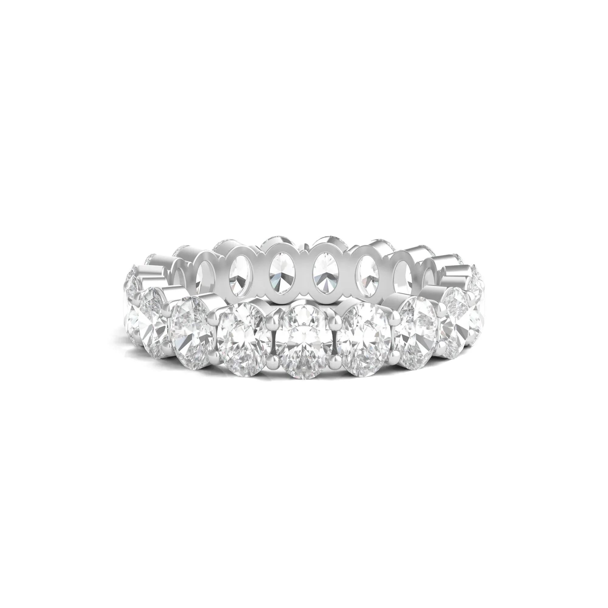 4 CT. Tw. Lab Grown Oval Diamond Eternity Band Ring Platinum White Size 4.5 4mm