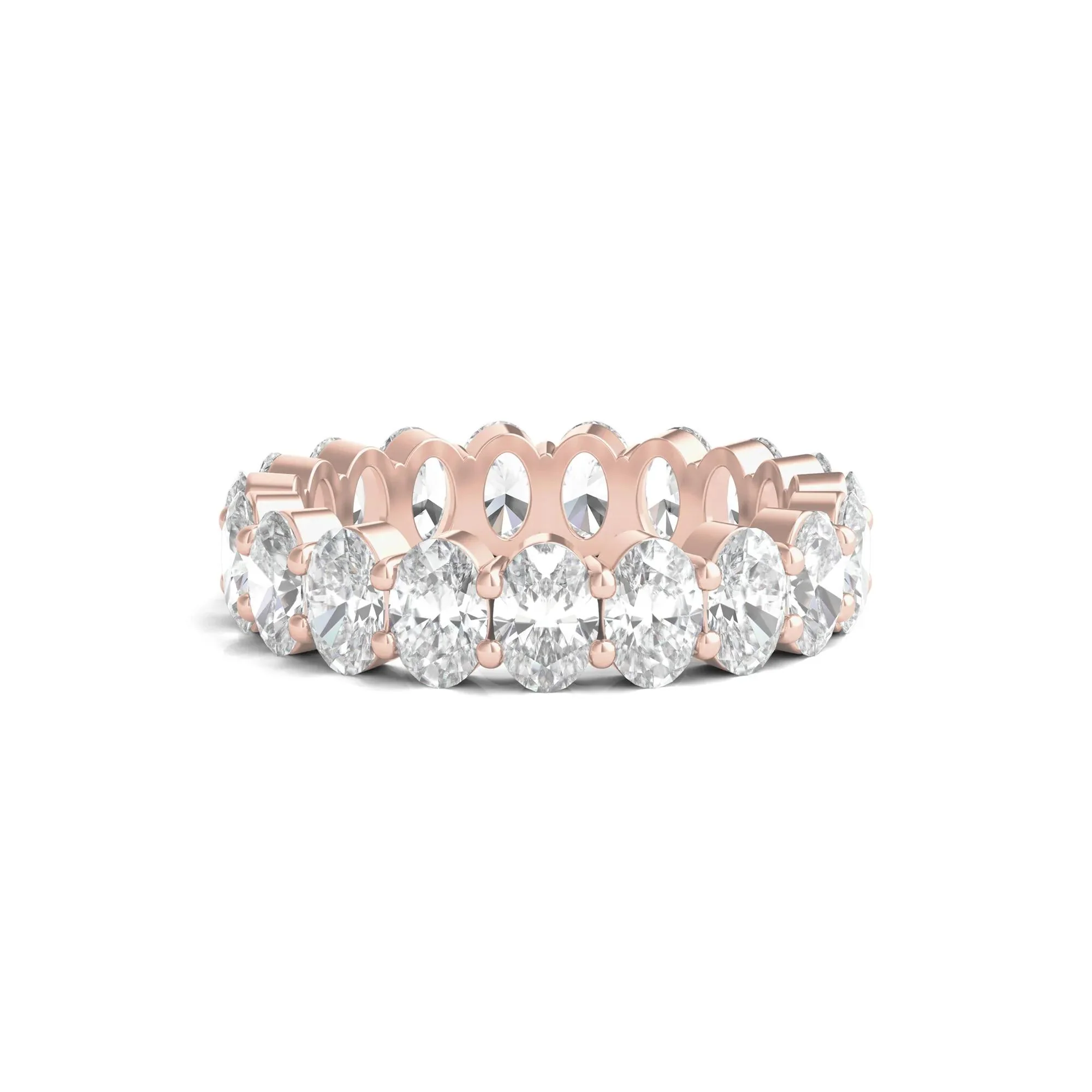 5 CT. Tw. Lab Grown Oval Diamond Eternity Band Ring 14K Rose Gold Size 6 4mm