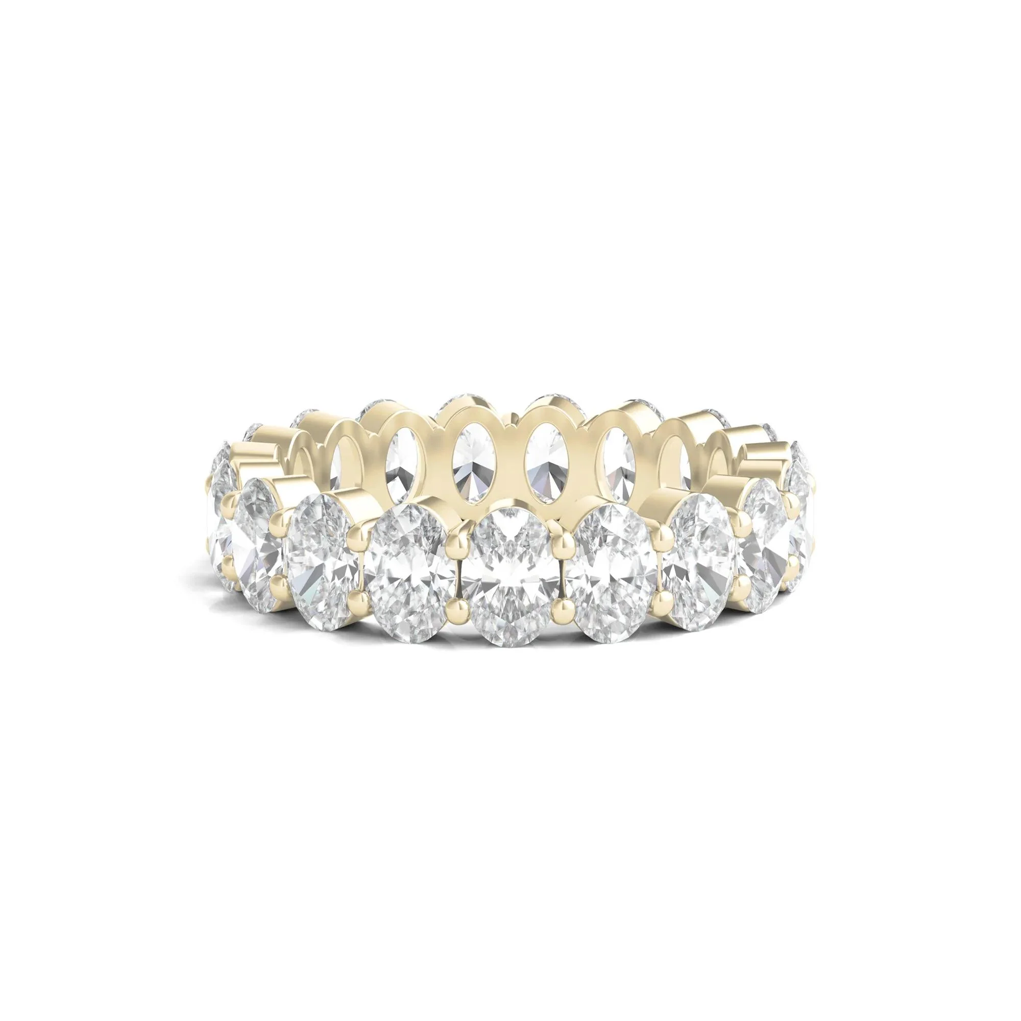 5 CT. Tw. Lab Grown Oval Diamond Eternity Band Ring 14K Yellow Gold Size 8.5 4mm