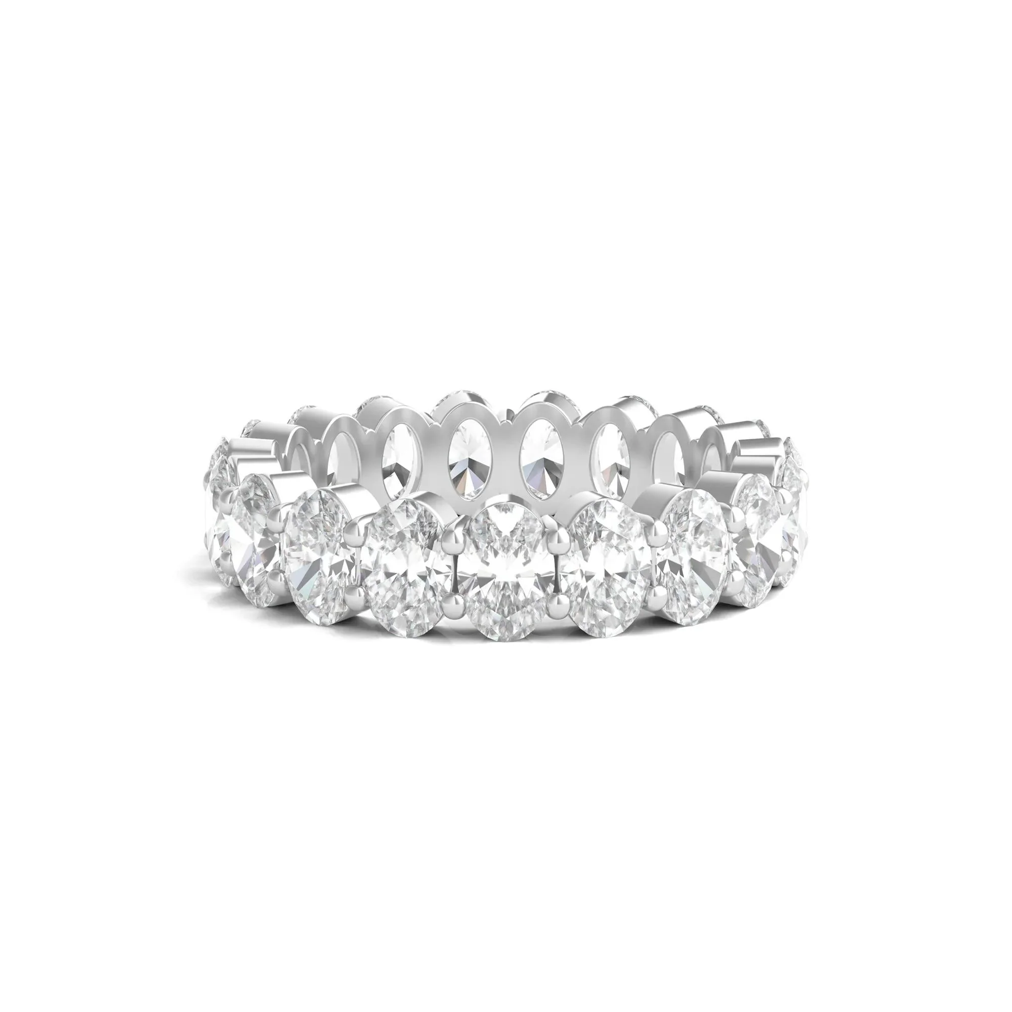 5 CT. Tw. Lab Grown Oval Diamond Eternity Band Ring Platinum White Size 7.5 4mm