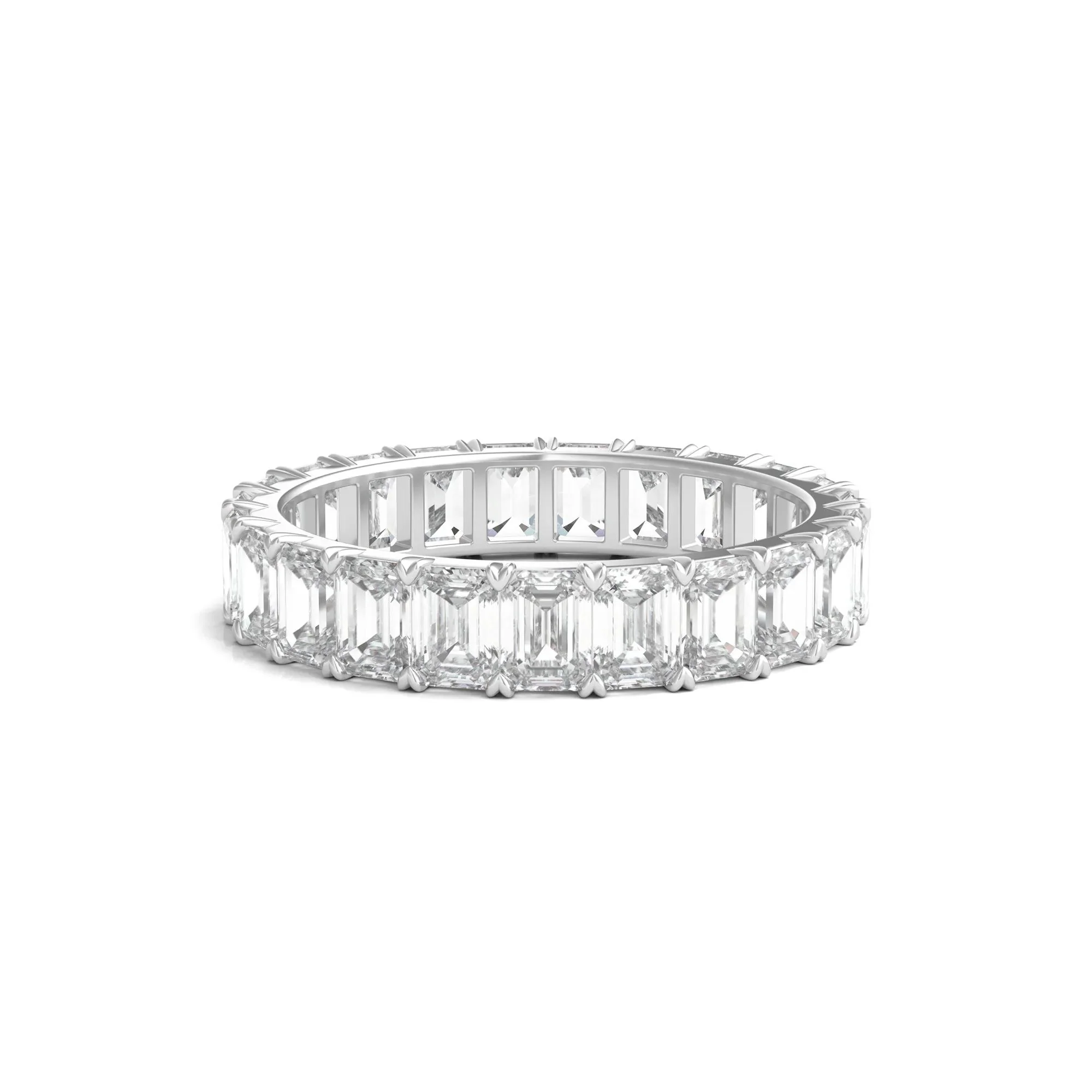 4 CT. Tw. Lab Grown Emerald-Cut Diamond Eternity Band Ring Platinum White Size 5 4mm