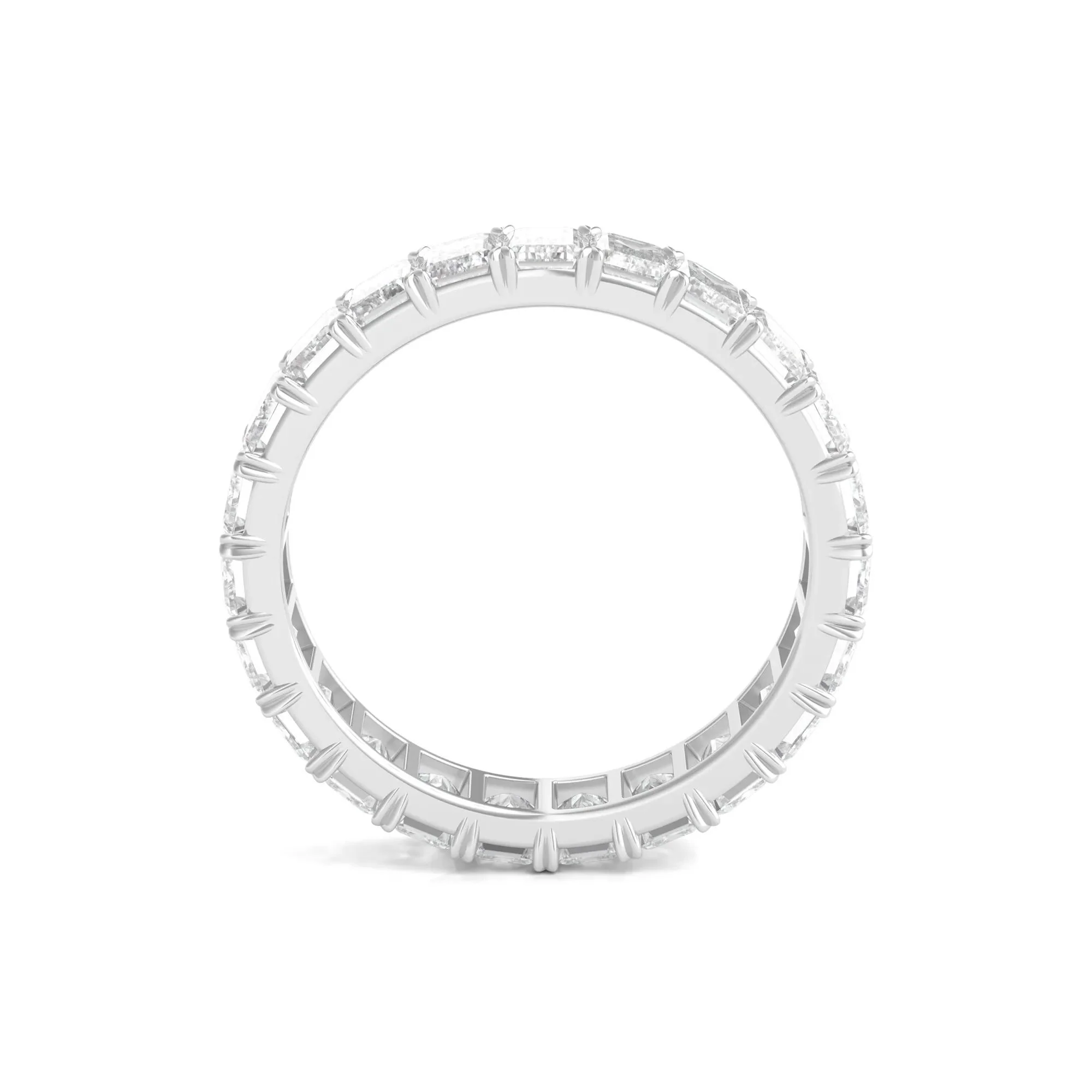 4 CT. Tw. Lab Grown Emerald-Cut Diamond Eternity Band Ring Platinum White Size 5 4mm - Image 2