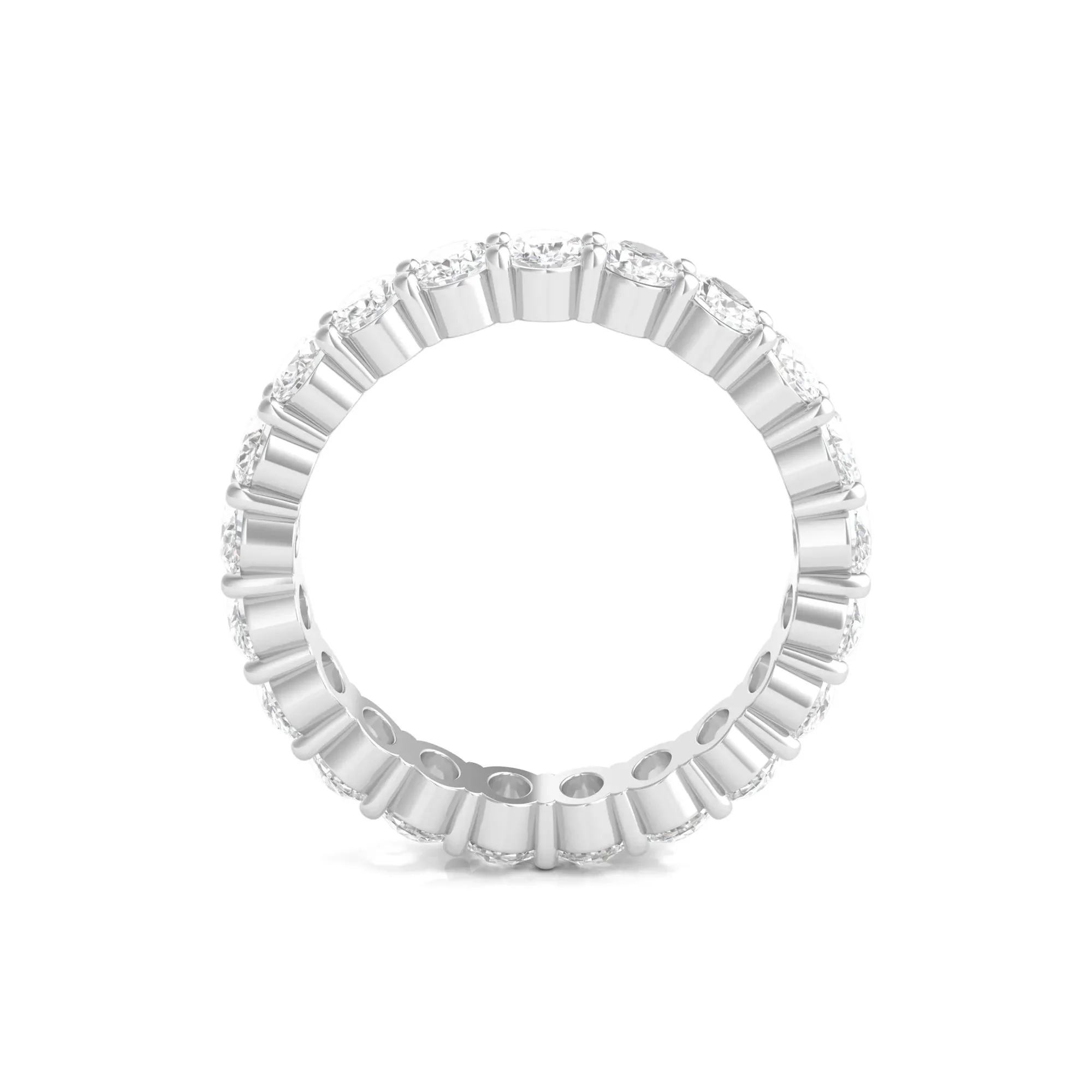 3 CT. Tw. Oval-Shaped Diamond Wedding Band Ring with Eternity Setting 14K White Gold Size 4 3mm - Image 2