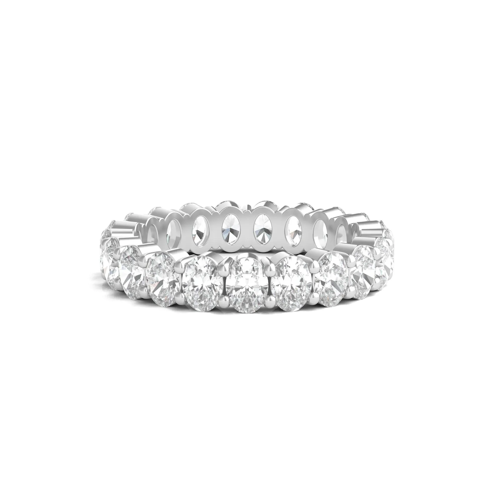 3 CT. Tw. Oval-Shaped Diamond Wedding Band Ring with Eternity Setting 14K White Gold Size 7 3mm