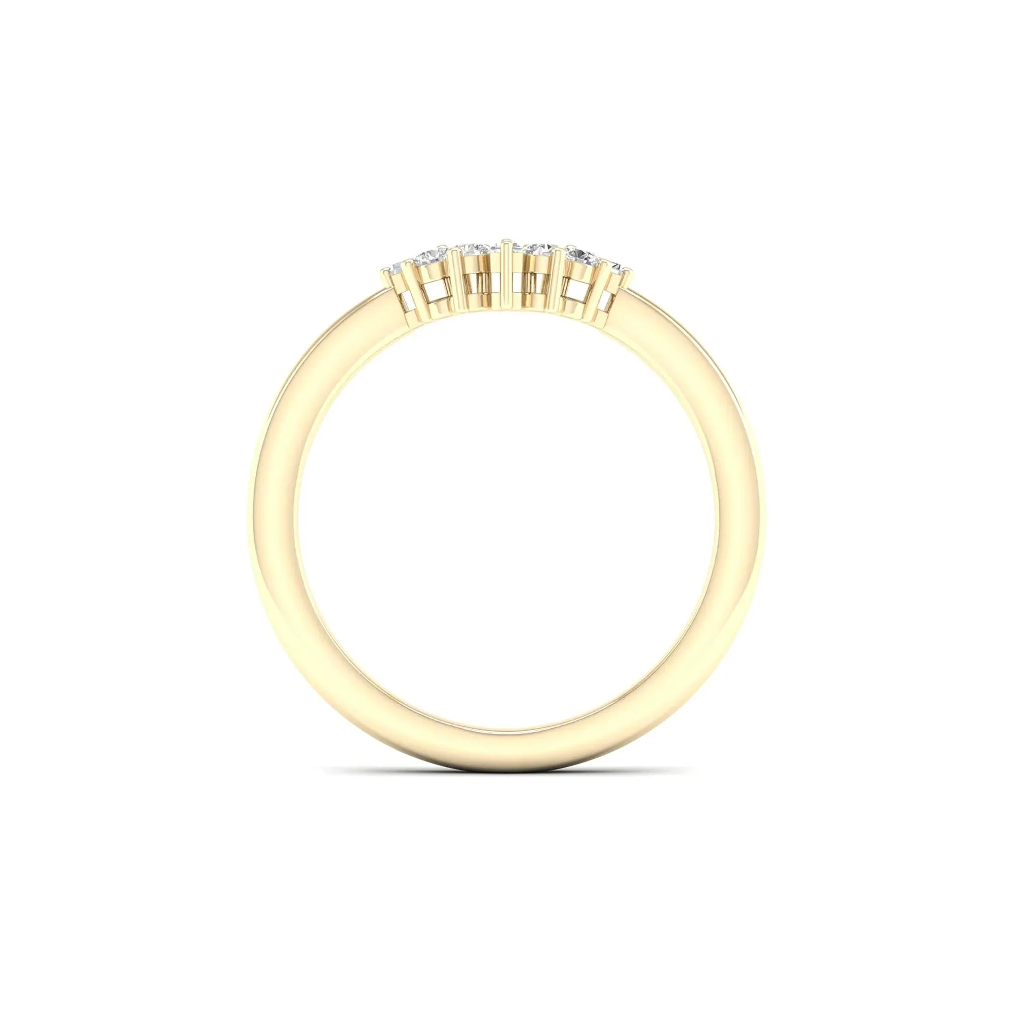 1/7 CT. Tw. Round and Baguette Diamond Contour Band Ring 14K Yellow Gold Round Brilliant Cut Size 8.5 2mm - Image 2
