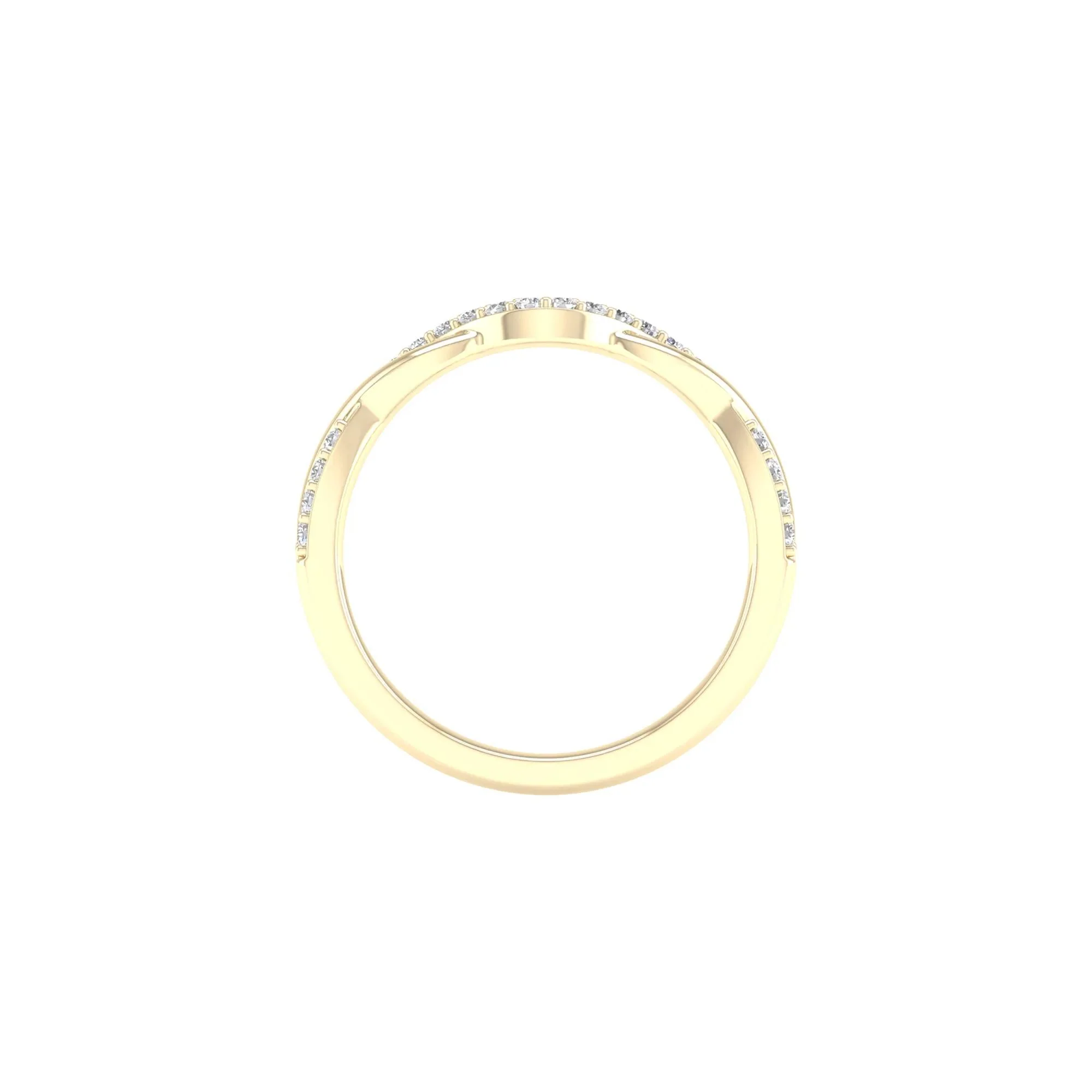 1/7 CT. Tw. Diamond Contour Twist Band Ring 14K Yellow Gold Round Brilliant Cut Size 7 2mm - Image 2