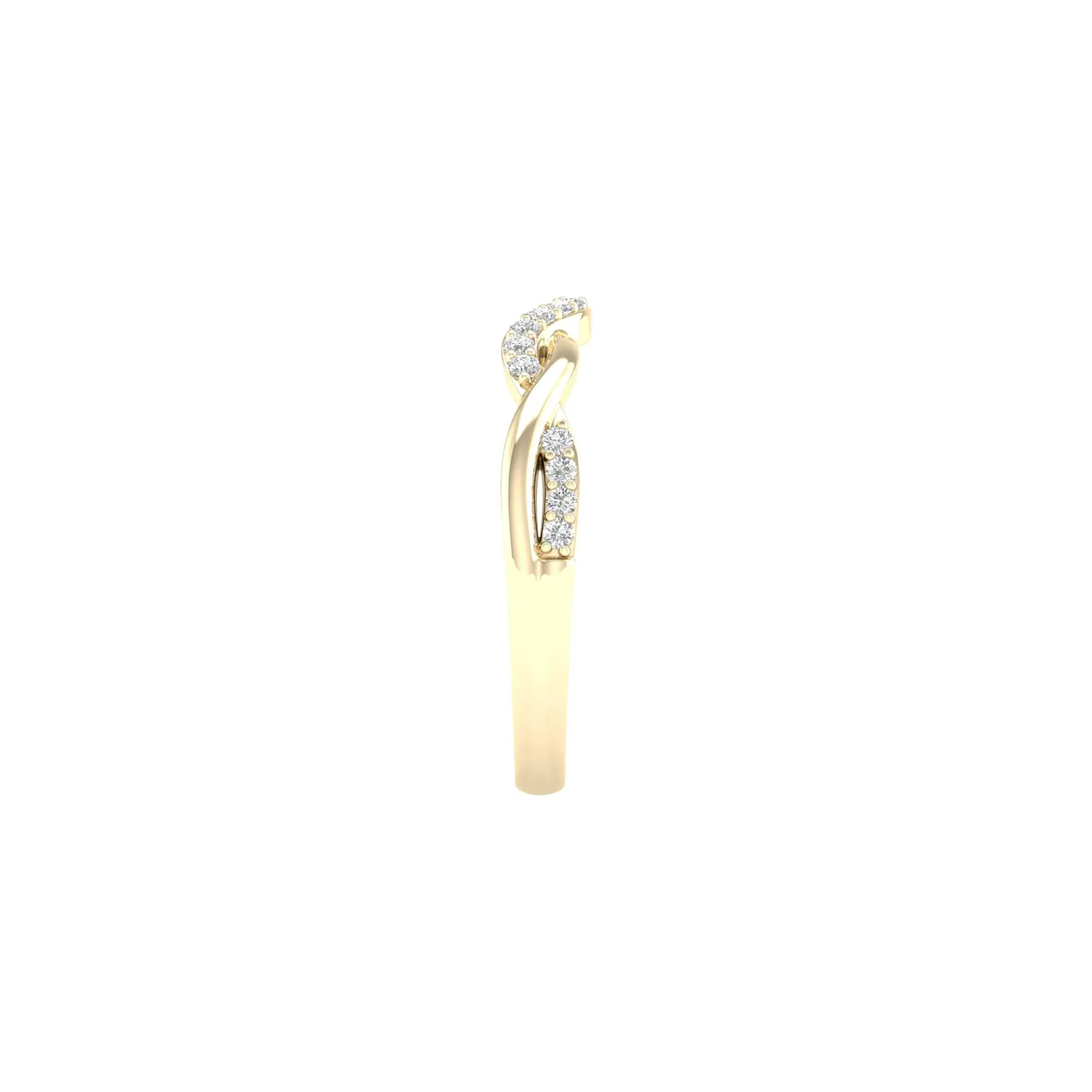 1/7 CT. Tw. Diamond Contour Twist Band Ring 14K Yellow Gold Round Brilliant Cut Size 7 2mm - Image 3