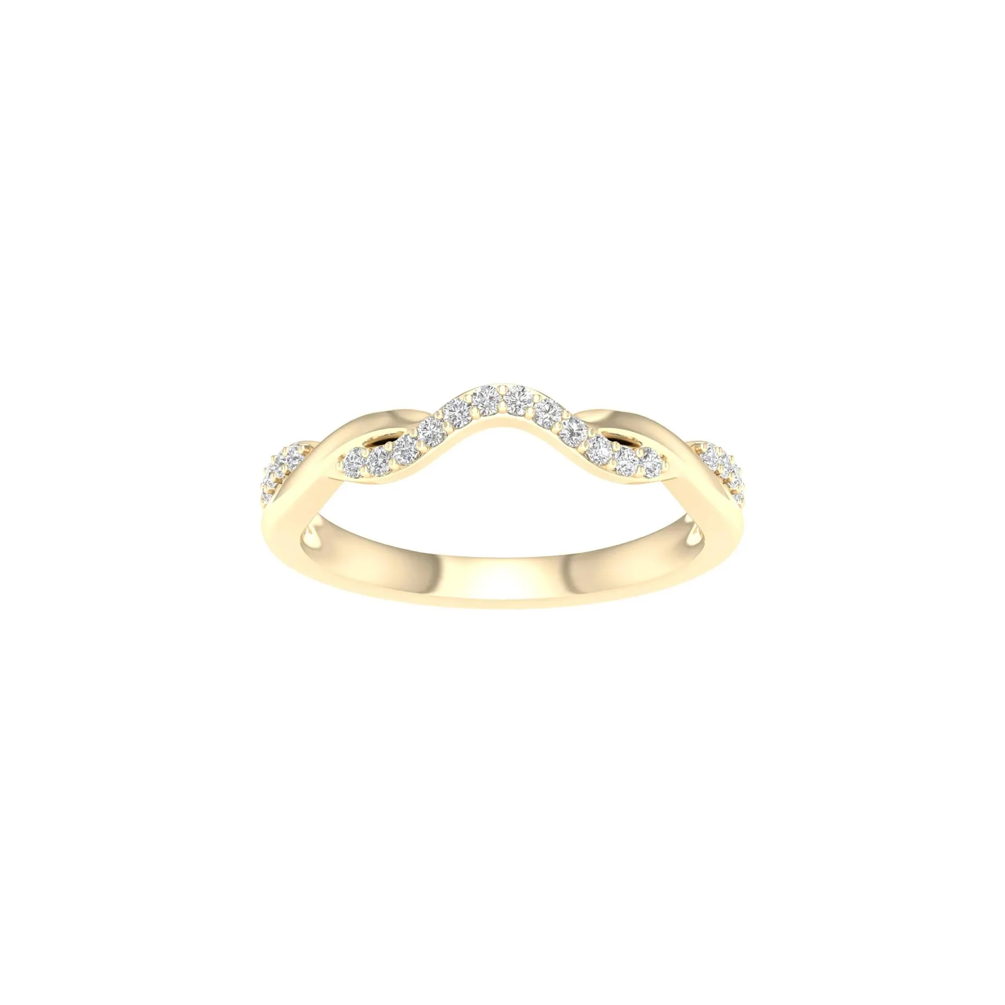 1/7 CT. Tw. Diamond Contour Twist Band Ring 14K Yellow Gold Round Brilliant Cut Size 7 2mm - Image 4