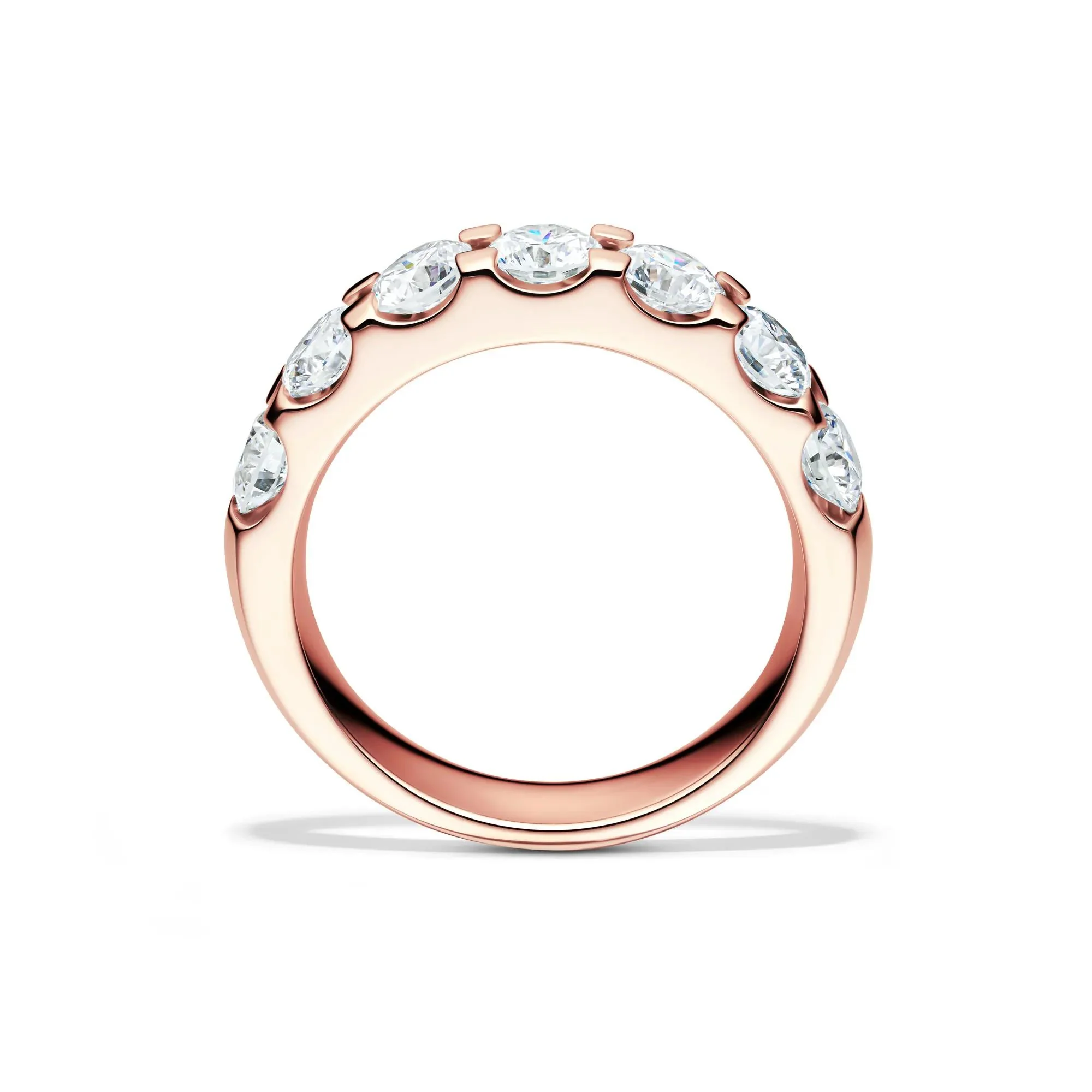 2 CT. Tw. Lab Grown Diamond Seven-Stone Anniversary Band Ring 14K Rose Gold Round Brilliant Cut Size 7 4.5mm - Image 2