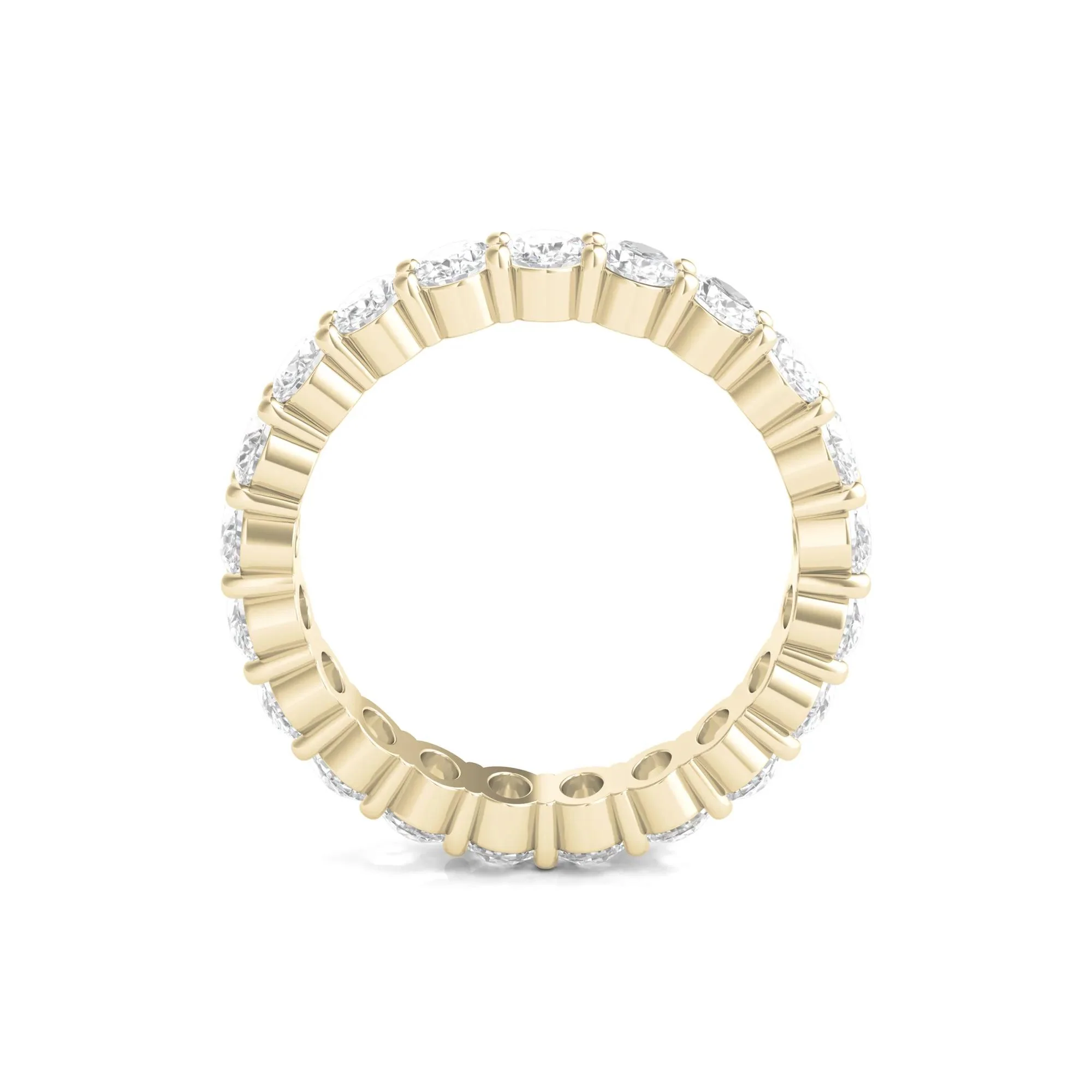 3 CT. Tw. Oval-Shaped Diamond Wedding Band Ring with Eternity Setting 14K Yellow Gold Size 4.5 3mm - Image 2