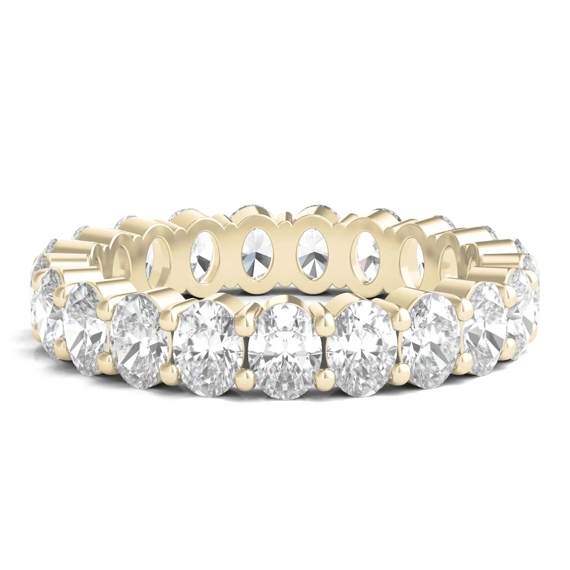 3 CT. Tw. Oval-Shaped Diamond Wedding Band Ring with Eternity Setting 14K Yellow Gold Size 8.5 3mm