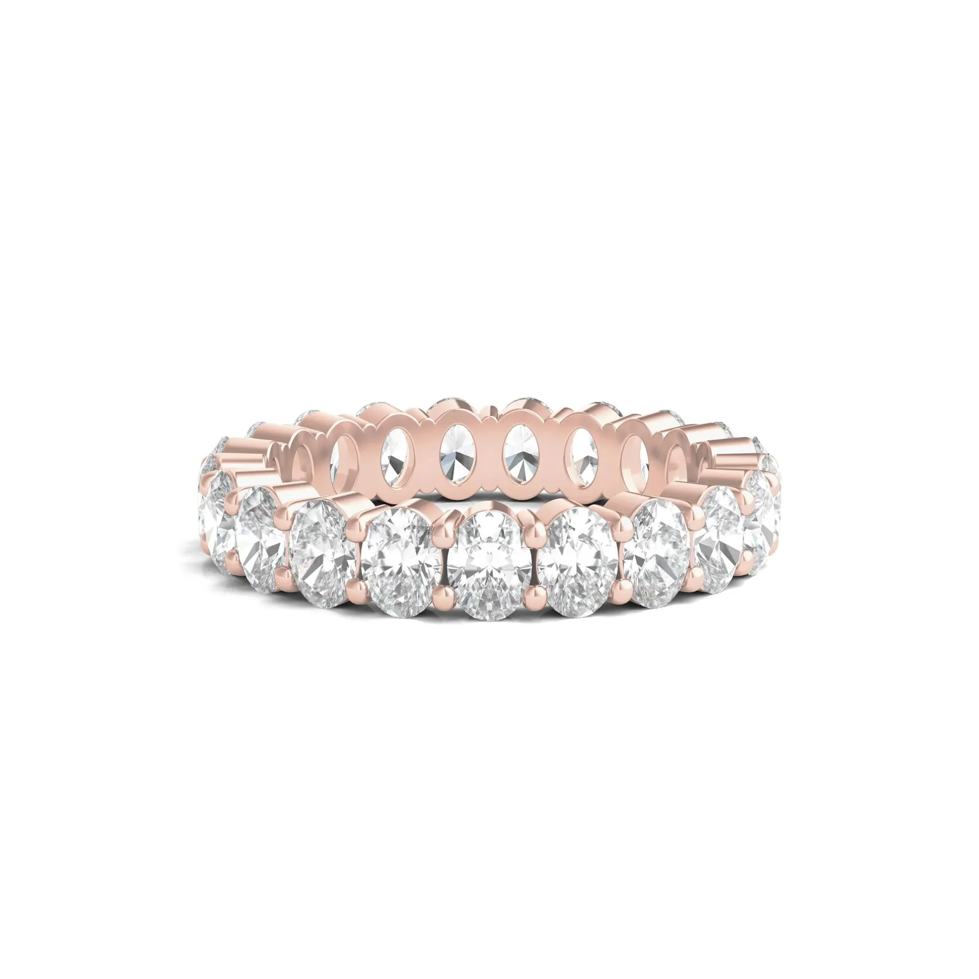 3 CT. Tw. Oval-Shaped Diamond Wedding Band Ring with Eternity Setting 14K Rose Gold Size 4.5 3mm