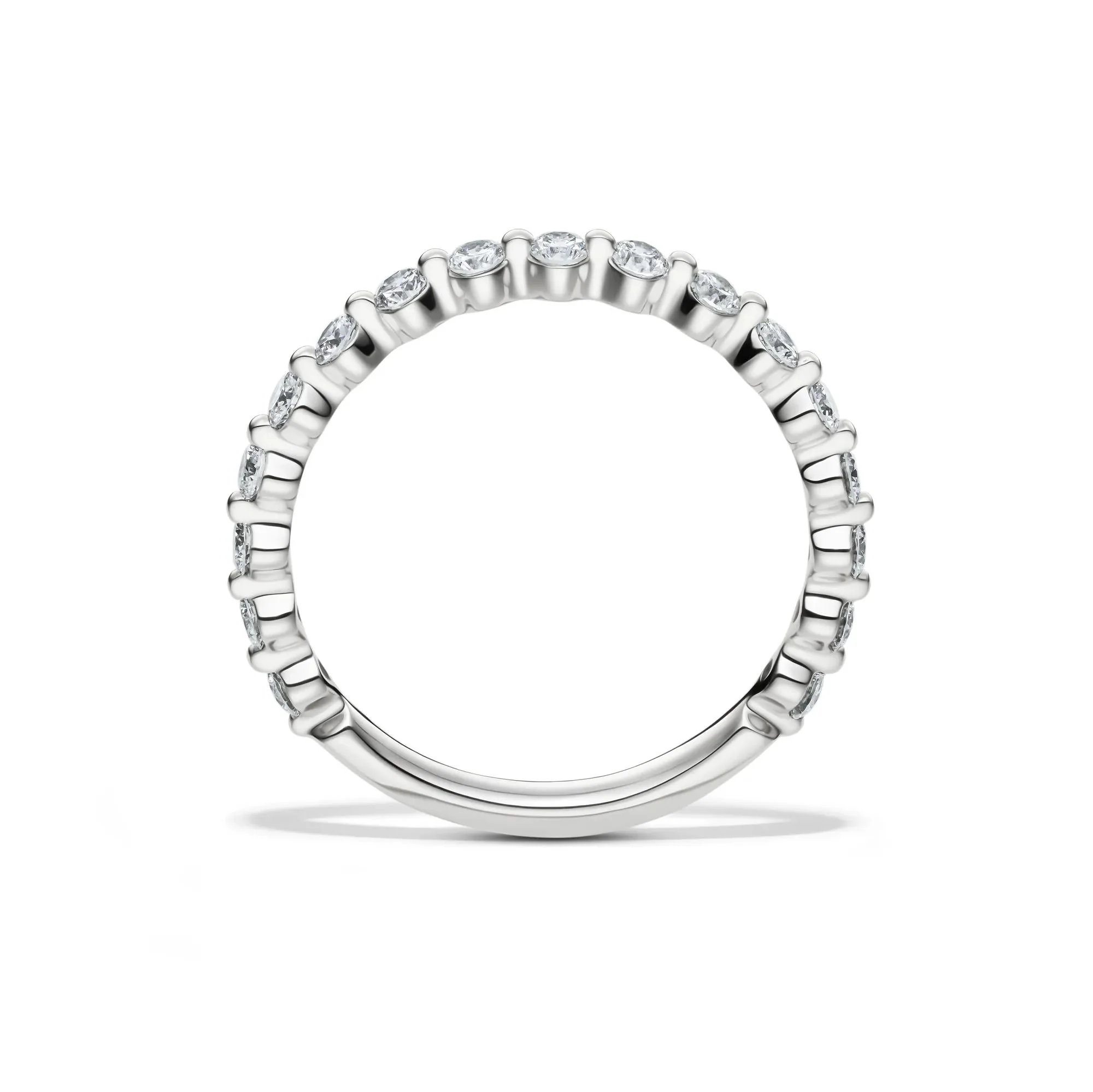 1/2 CT. Tw. Lab Grown Diamond Wedding Band Ring 14K White Gold Round Brilliant Cut Size 6 2mm - Image 2