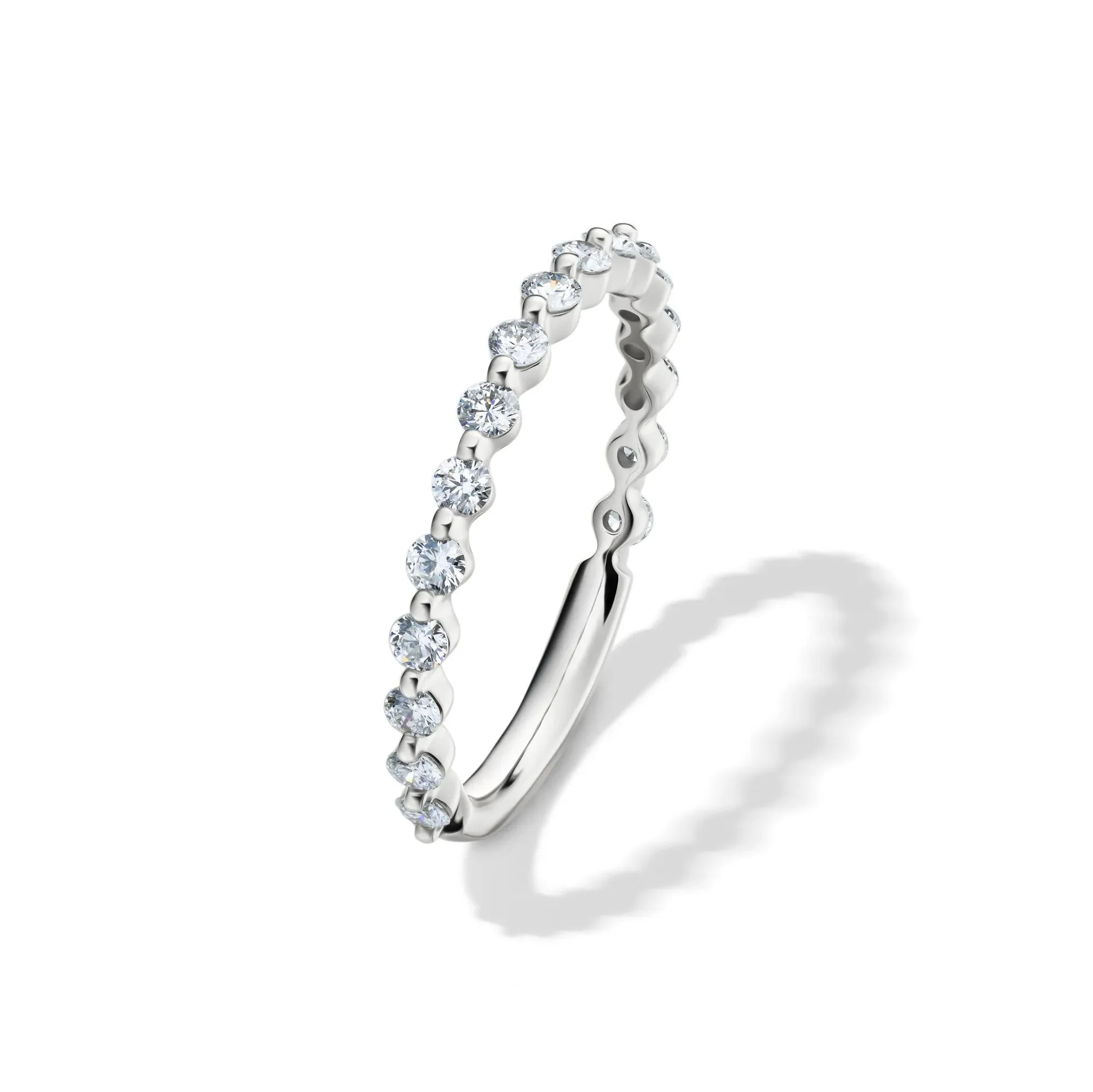 1/2 CT. Tw. Lab Grown Diamond Wedding Band Ring 14K White Gold Round Brilliant Cut Size 6 2mm - Image 4