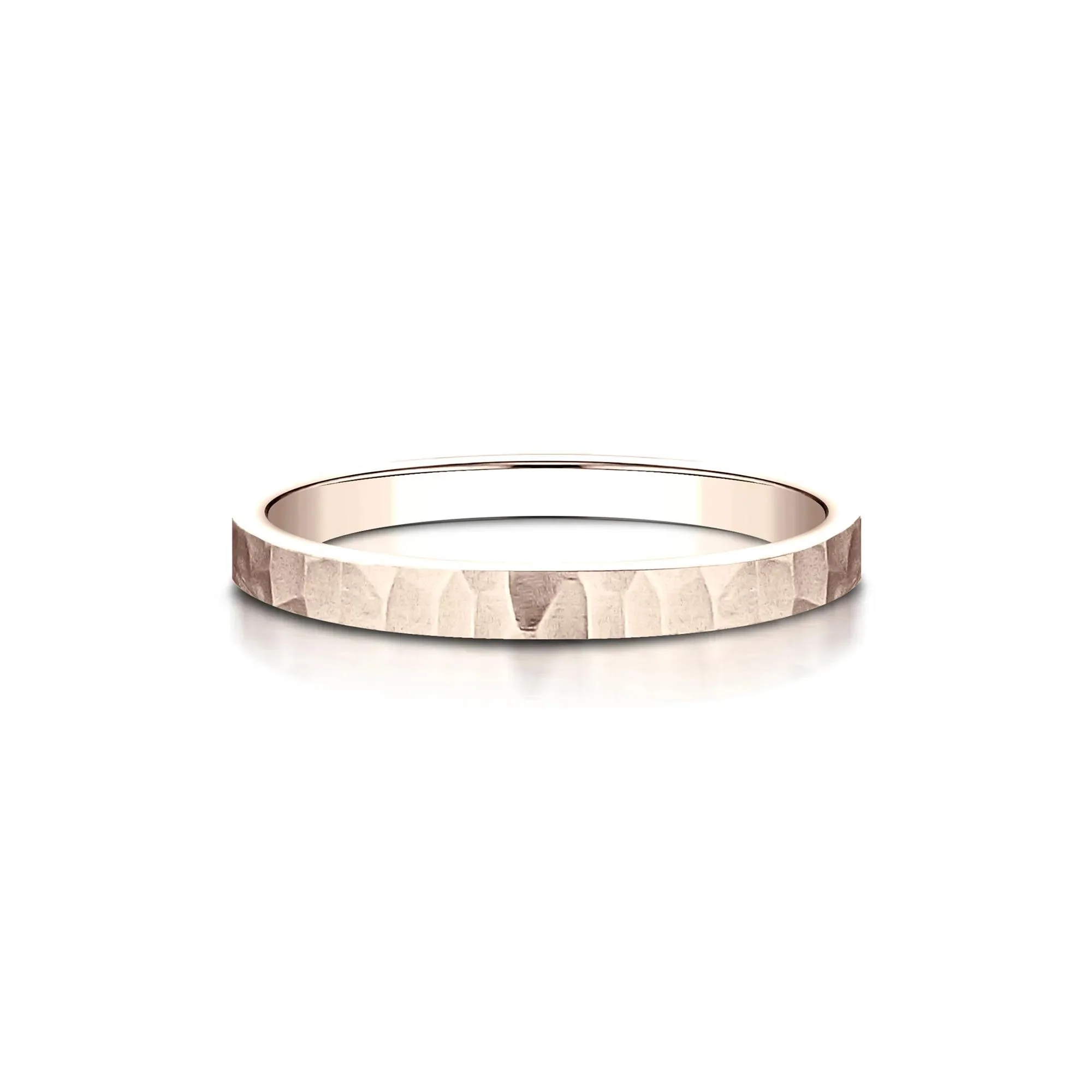 Hammered Band Ring 14K Rose Gold Size 9.5 2mm