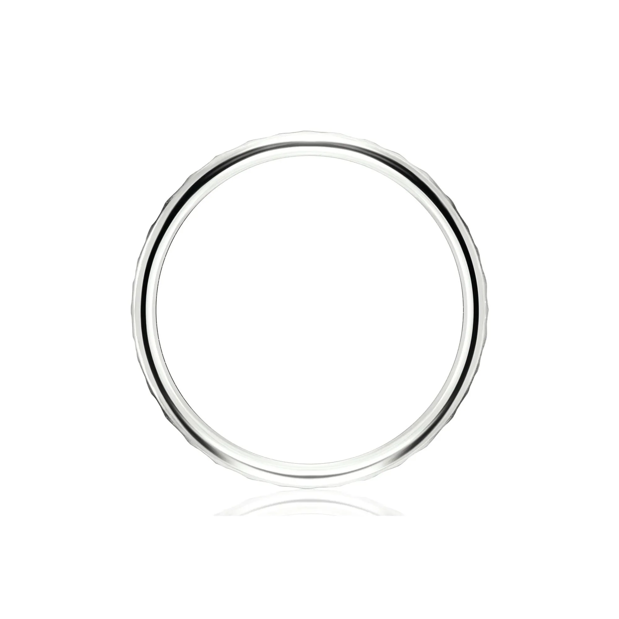 Hammered Band Ring 14K White Gold Size 8.5 2mm - Image 2
