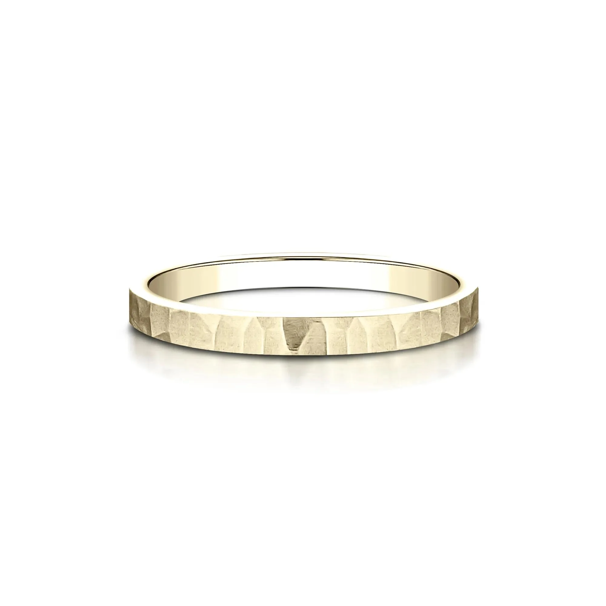 Hammered Band Ring 14K Yellow Gold Size 8.5 2mm