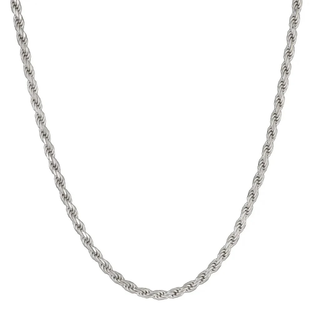 Solid Rope Chain Necklace .925 Sterling Silver Size 22"