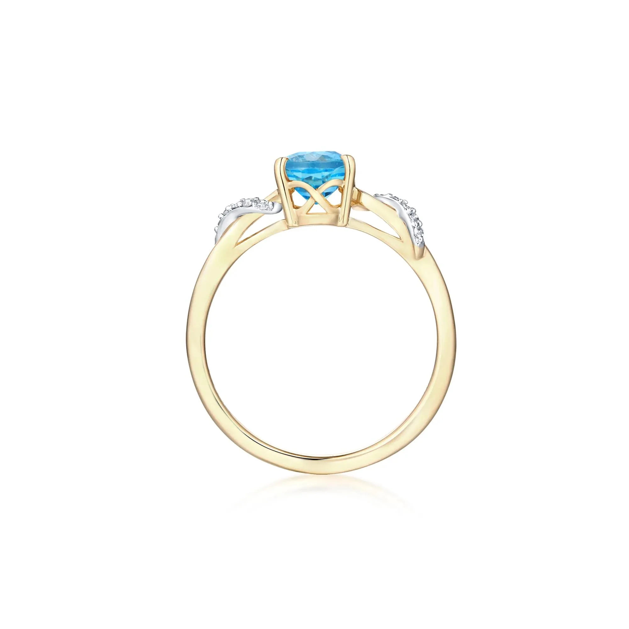 Blue Topaz and Diamond Accent Ring 10K Yellow Gold Size 7
