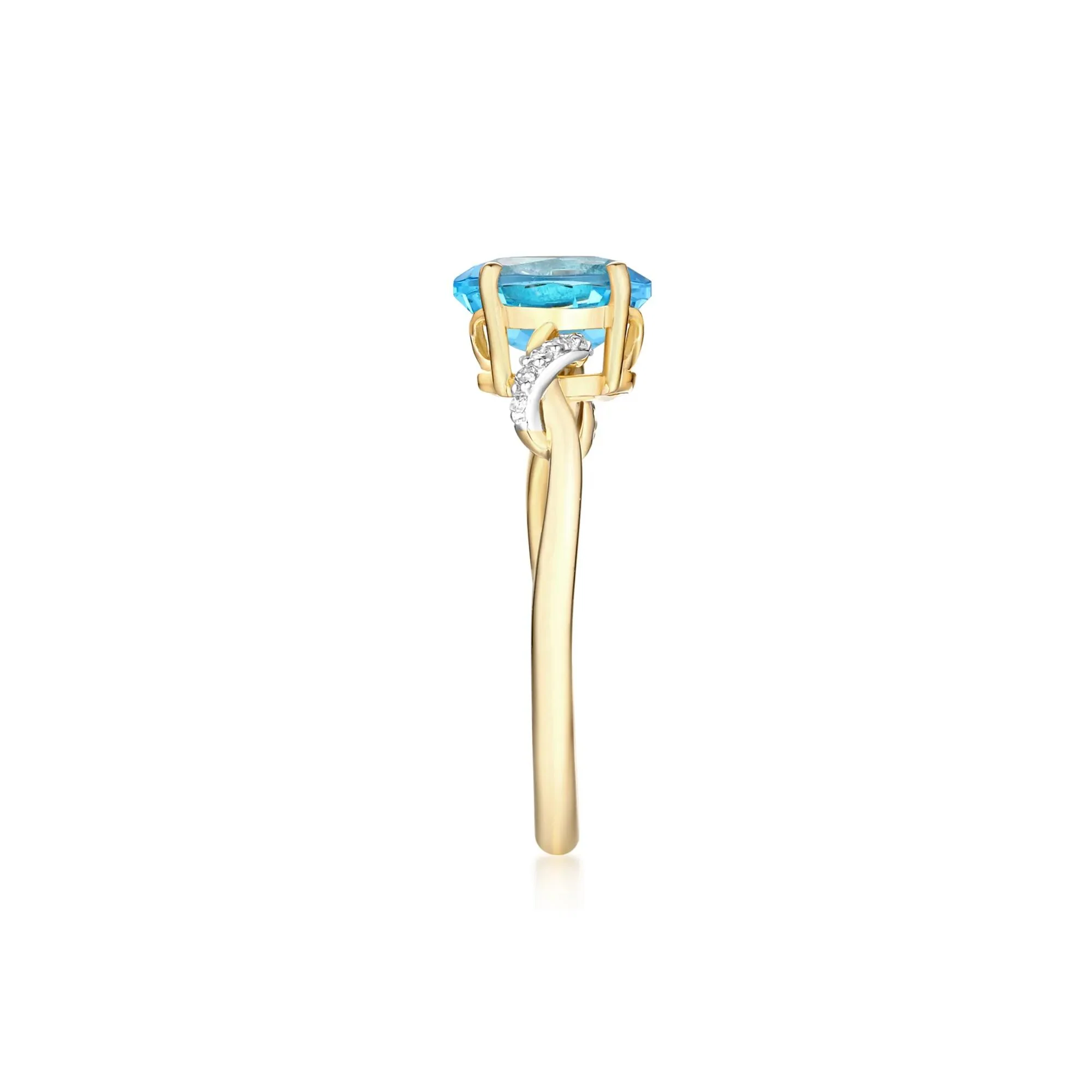 Blue Topaz and Diamond Accent Ring 10K Yellow Gold Size 7 - Image 2