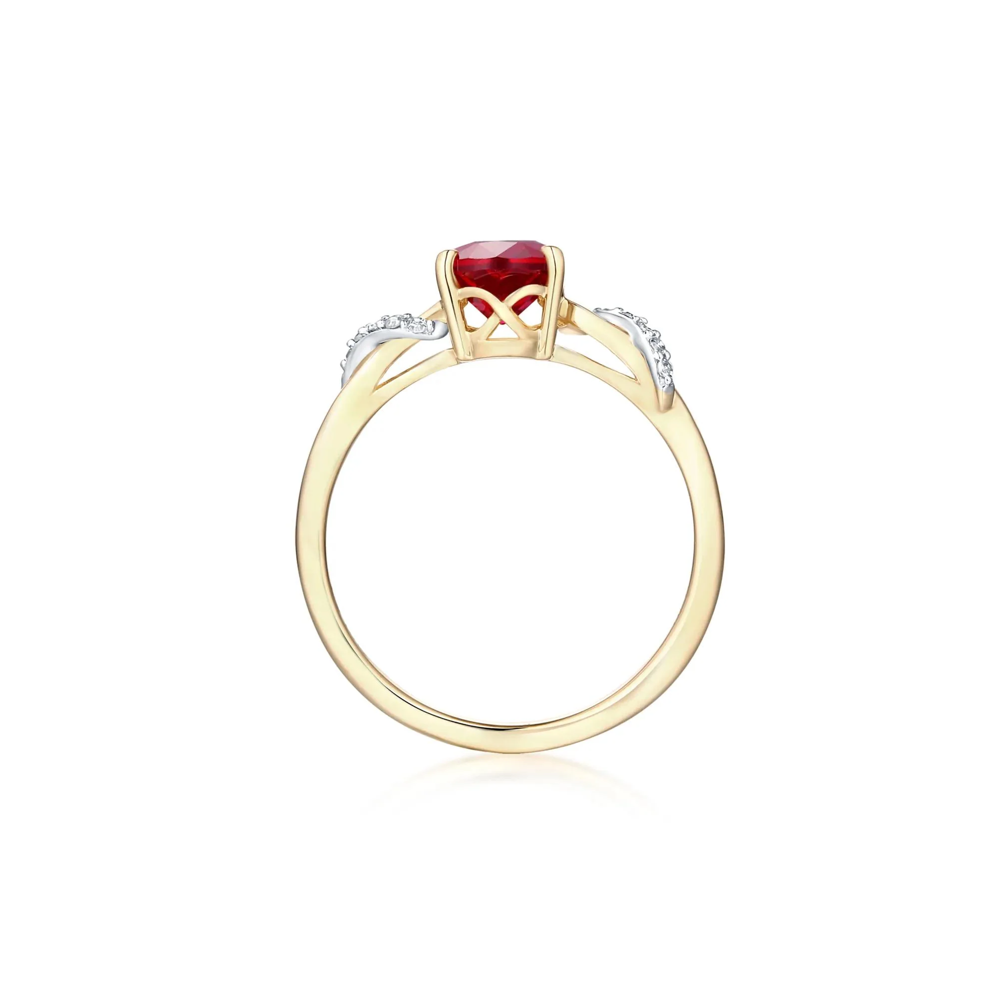 Lab-Created Ruby and Diamond Accent Ring 10K Yellow Gold Size 8