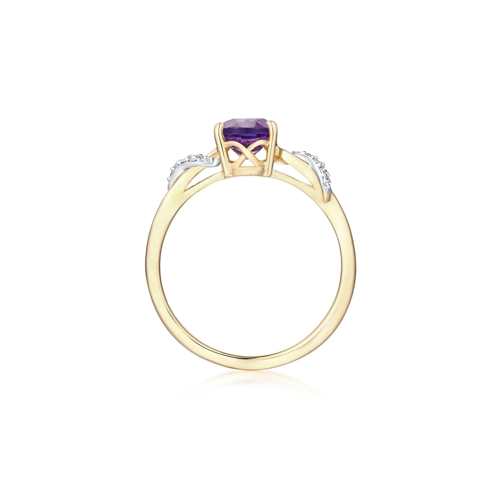 Amethyst and Diamond Accent Ring 10K Yellow Gold Size 7
