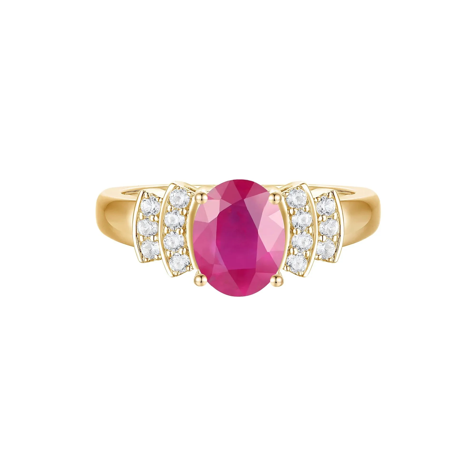 1/5 CT. Tw. Gemstone and Diamond Ring 14K Gold Round Brilliant Cut Yellow Size 7 1mm