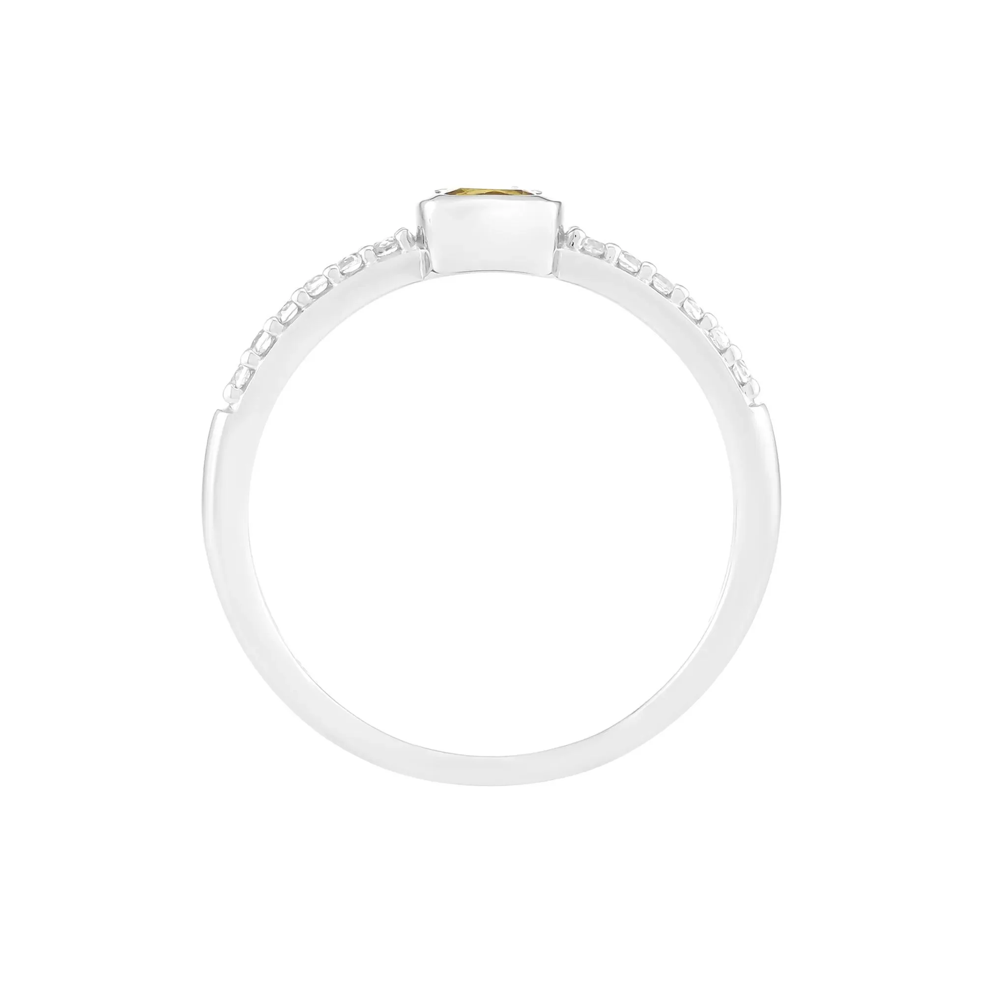 Citrine and Lab-Created White Sapphire Bezel Ring .925 Sterling Silver Size 6.5 - Image 2
