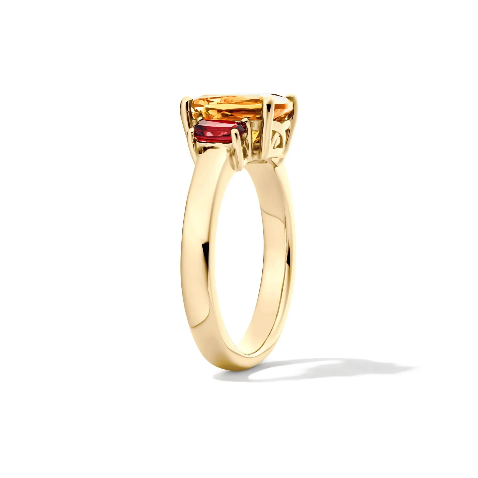 Cushion-Cut Citrine and Garnet Ring 10K Yellow Gold Size 7 - Image 3