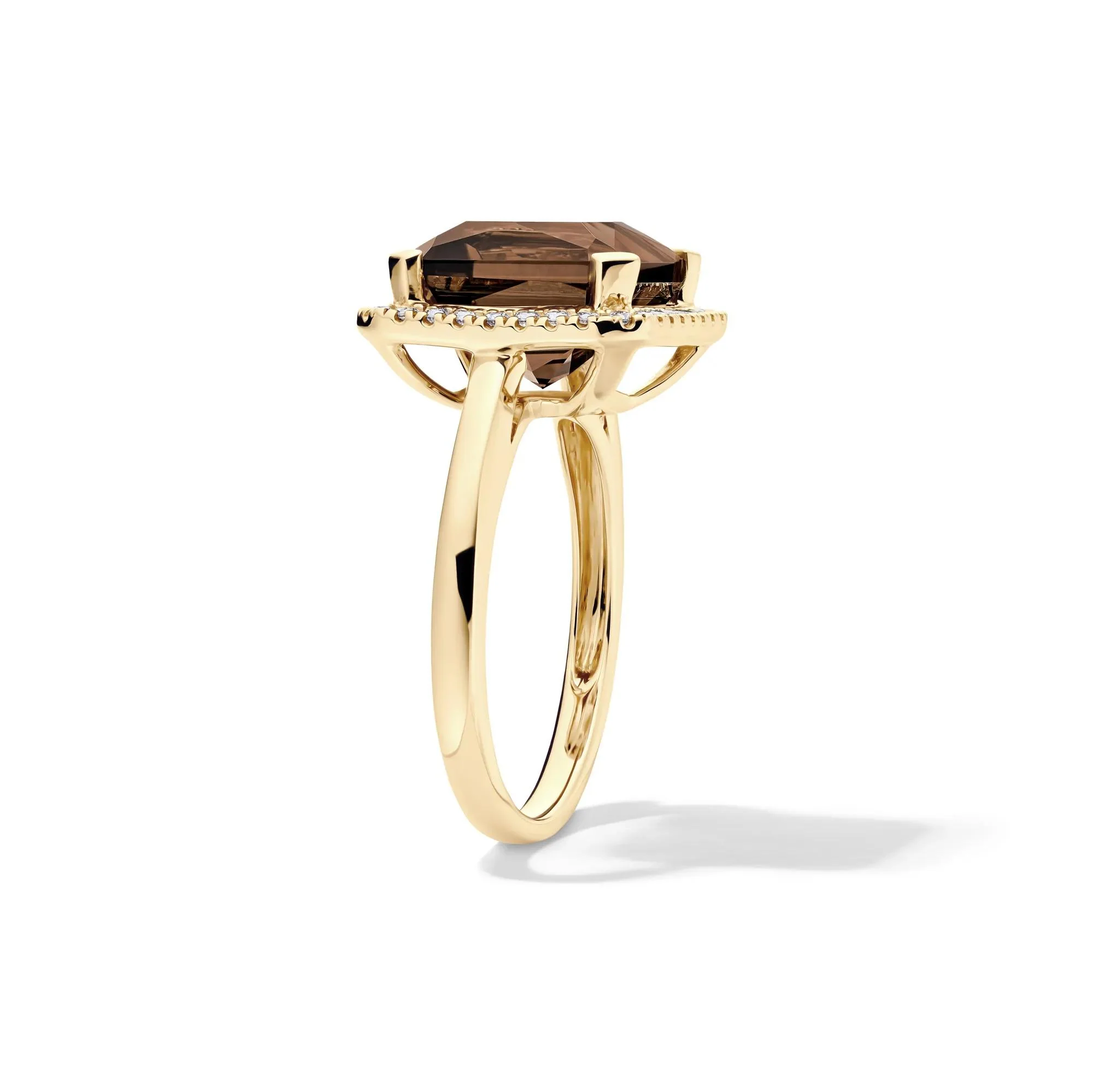 1/5 CT. Tw. Smoky Quartz and Diamond Ring 10K Yellow Gold Size 5.5 1mm - Image 3