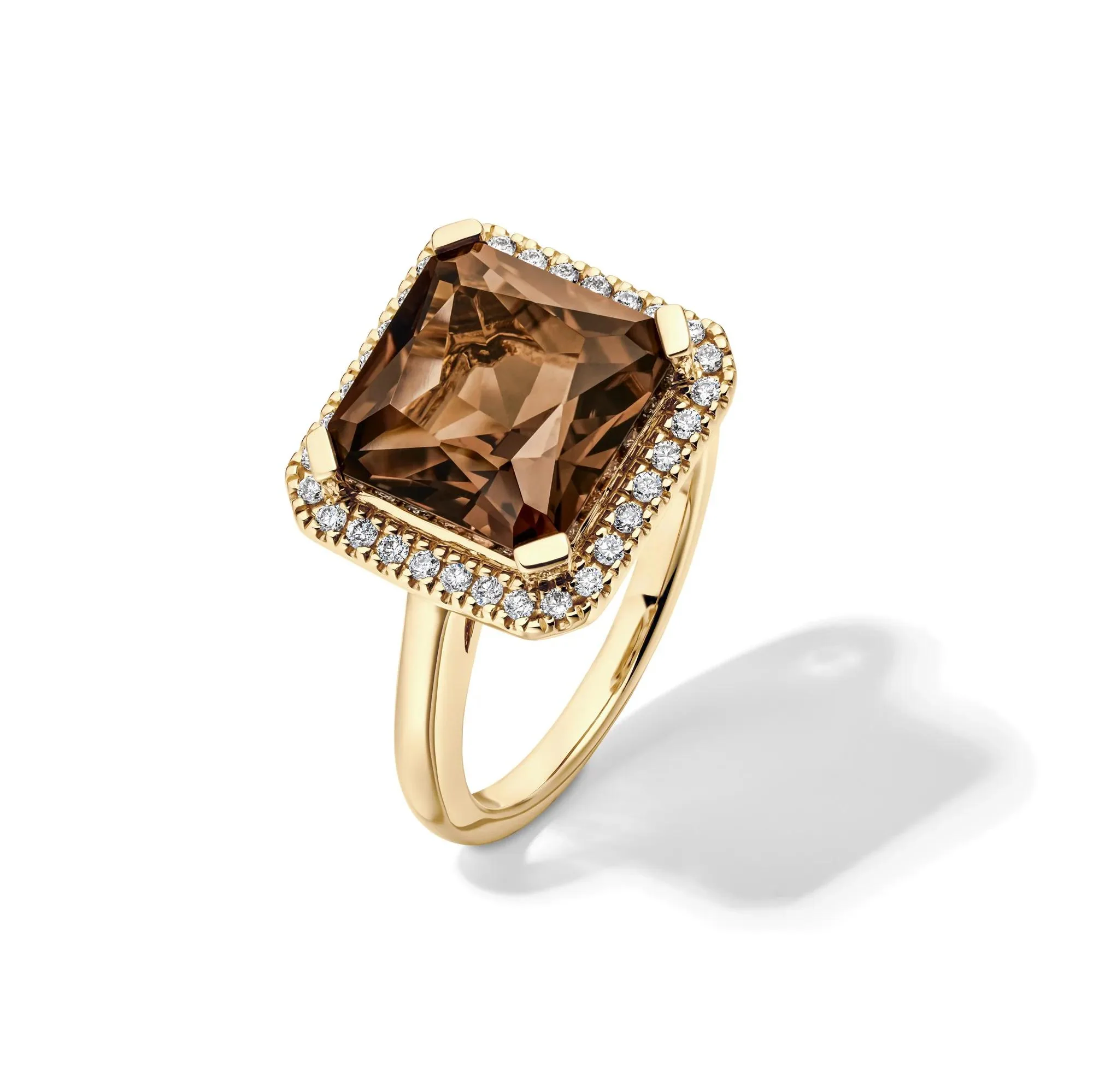 1/5 CT. Tw. Smoky Quartz and Diamond Ring 10K Yellow Gold Size 5.5 1mm - Image 4